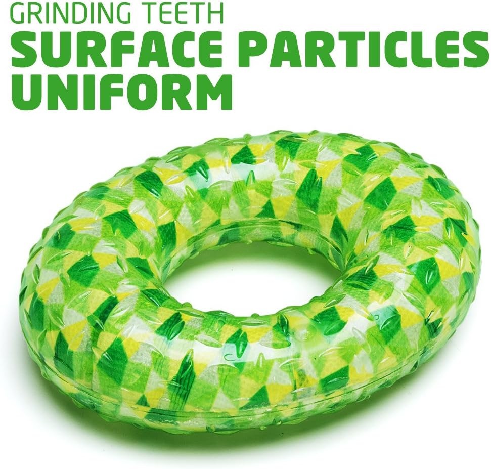 Dog Chew Toys Floating, Durable Dog Squeaky Ring Bone Chew Textured Toy Playing