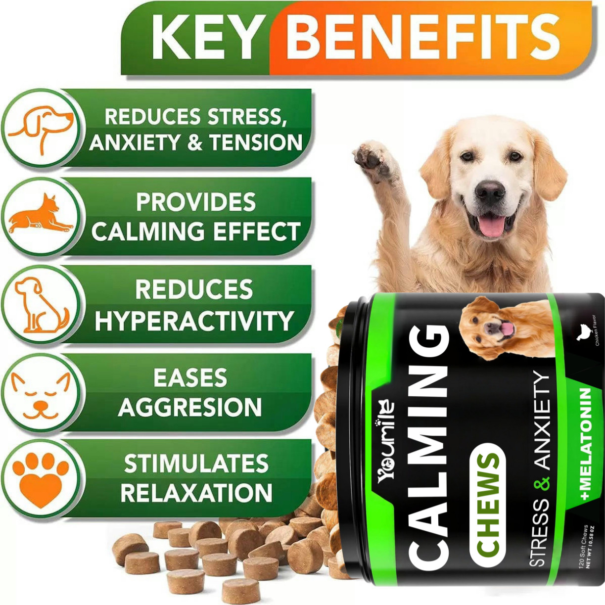 Hemp Calming Chew for Dog – Sleep&Mood for Dogs-Helps Manage Stress & Separation