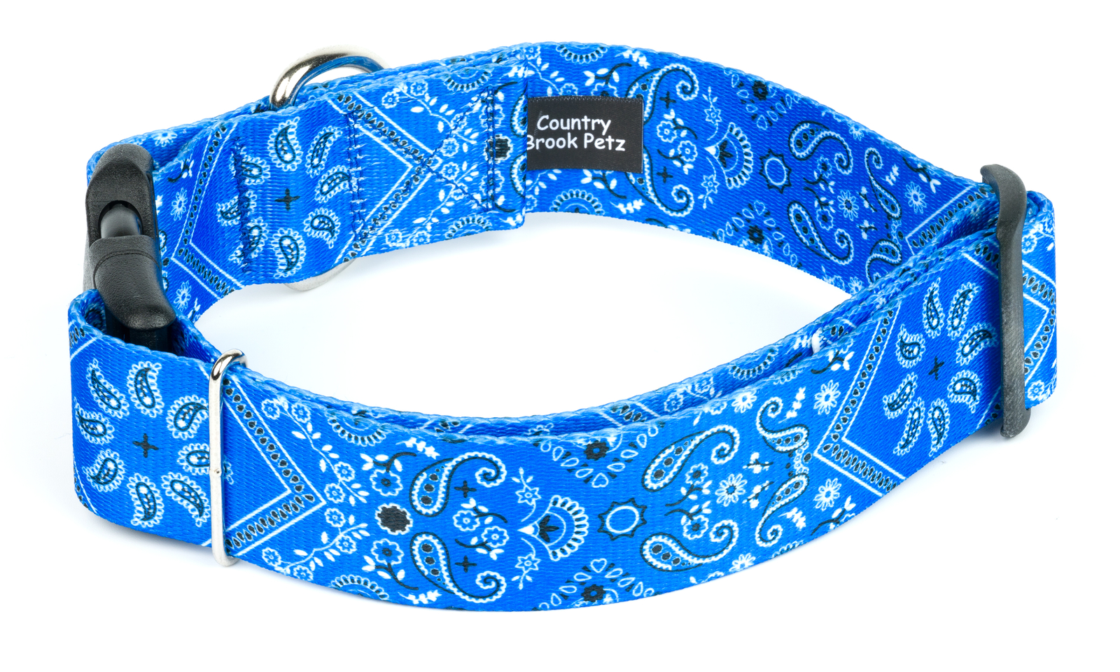 Country Brook Petz® 1 1/2 Inch Deluxe Blue Bandana Dog Collar