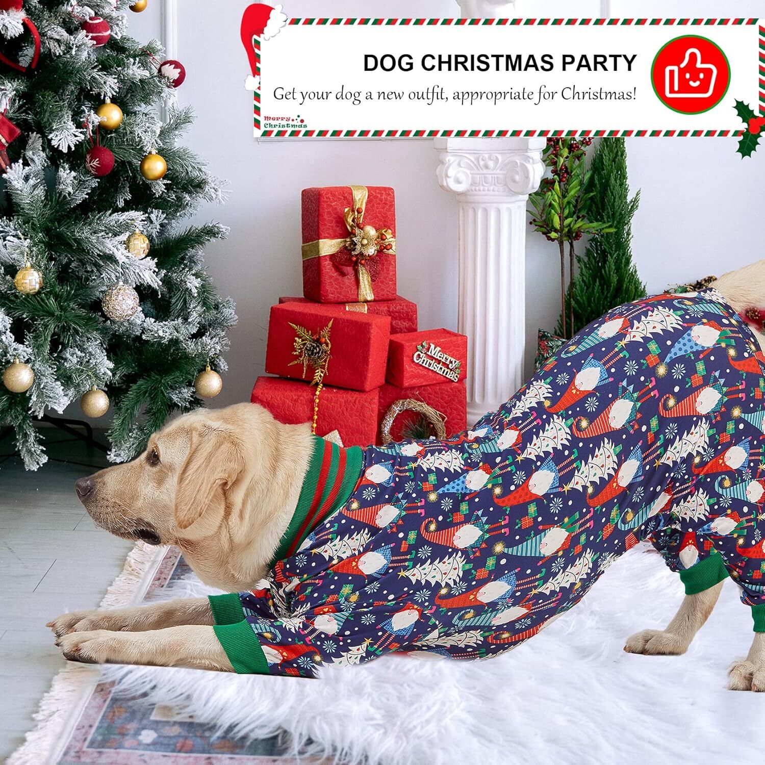 LovinPet 4-Leg Dog Pajamas Jumpsuit Costume Pullover for Medium & Large Dogs