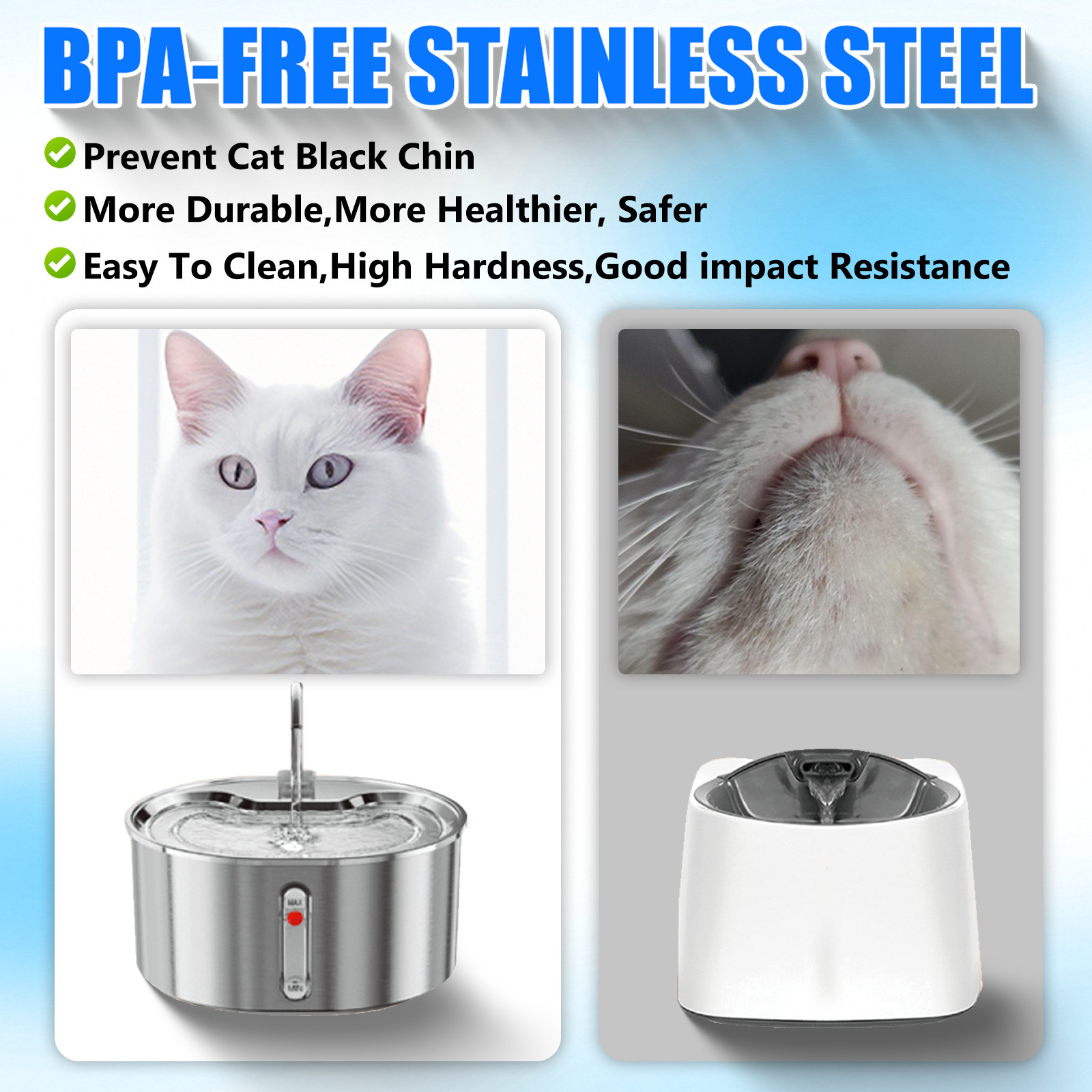 Cat Dog Water Fountain 3.2L 108oz Stainless Steel Pet Automatic Water Dispenser