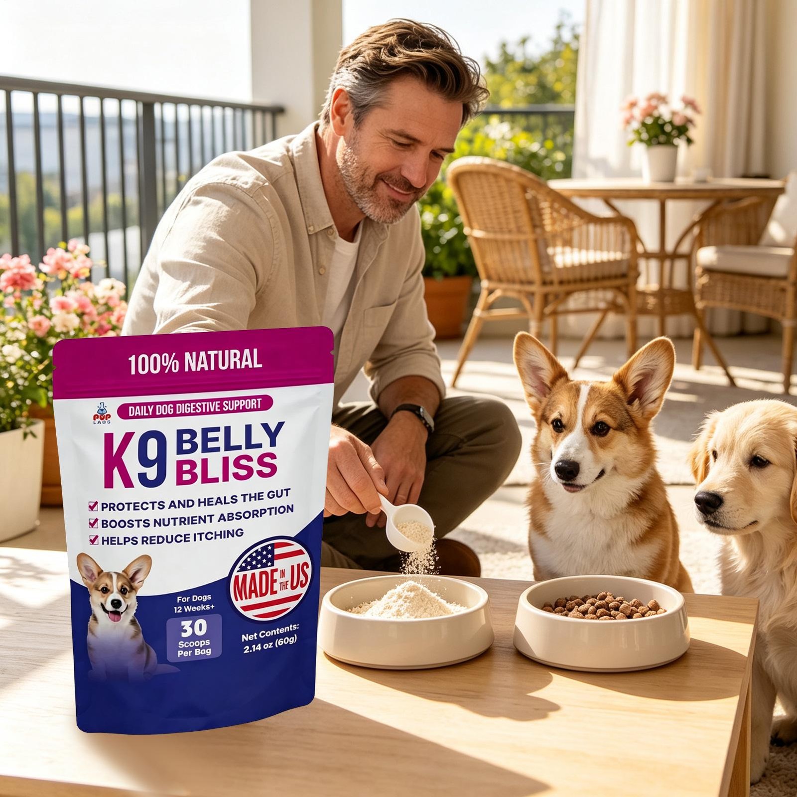 K9 Belly Bliss Dog Probiotic Powder 30 Scoops Gut Digestive Support