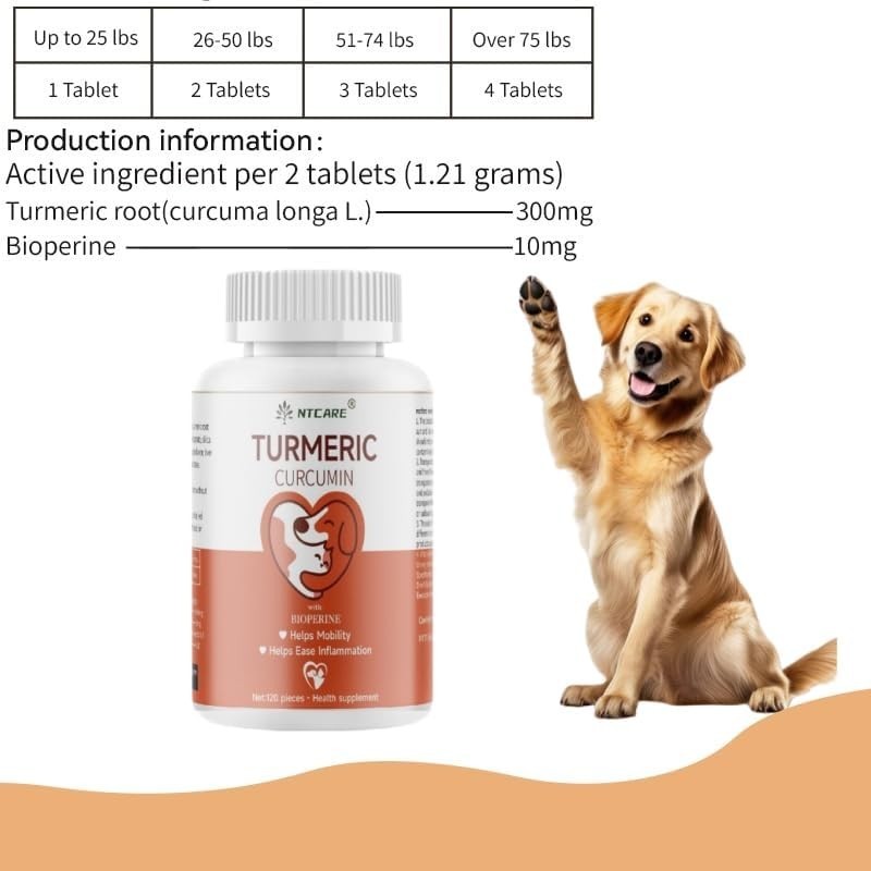 Turmeric for Dogs Anti Inflammatory Pain Relief -Dog Pain Relief-120 Chewable Ta