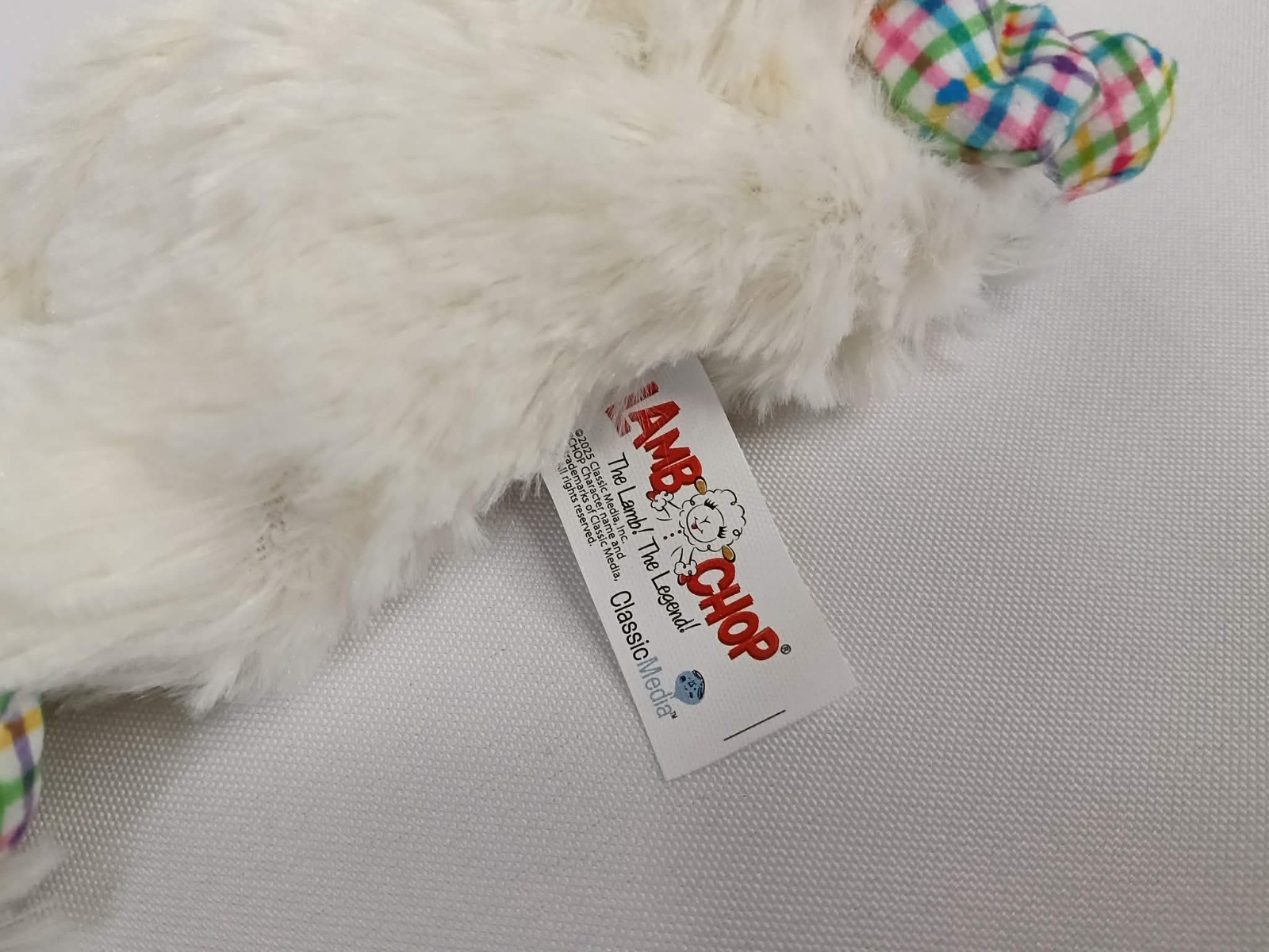 2-Pack Lamb Chop Plush Dog Toy 6″ Plaid Checked Rainbow Small Squeaky Flannel