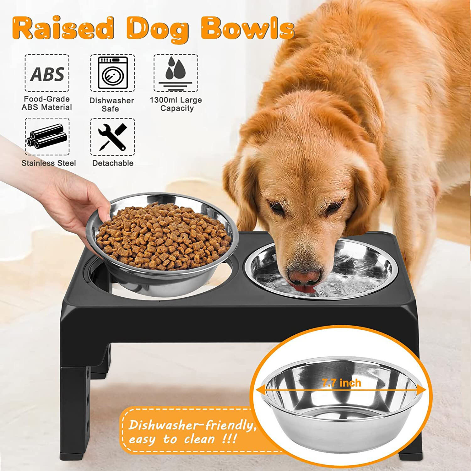 Adjustable Pet Dog Feeder Bowl Elevated Raised Stainless Steel Food Water Stand