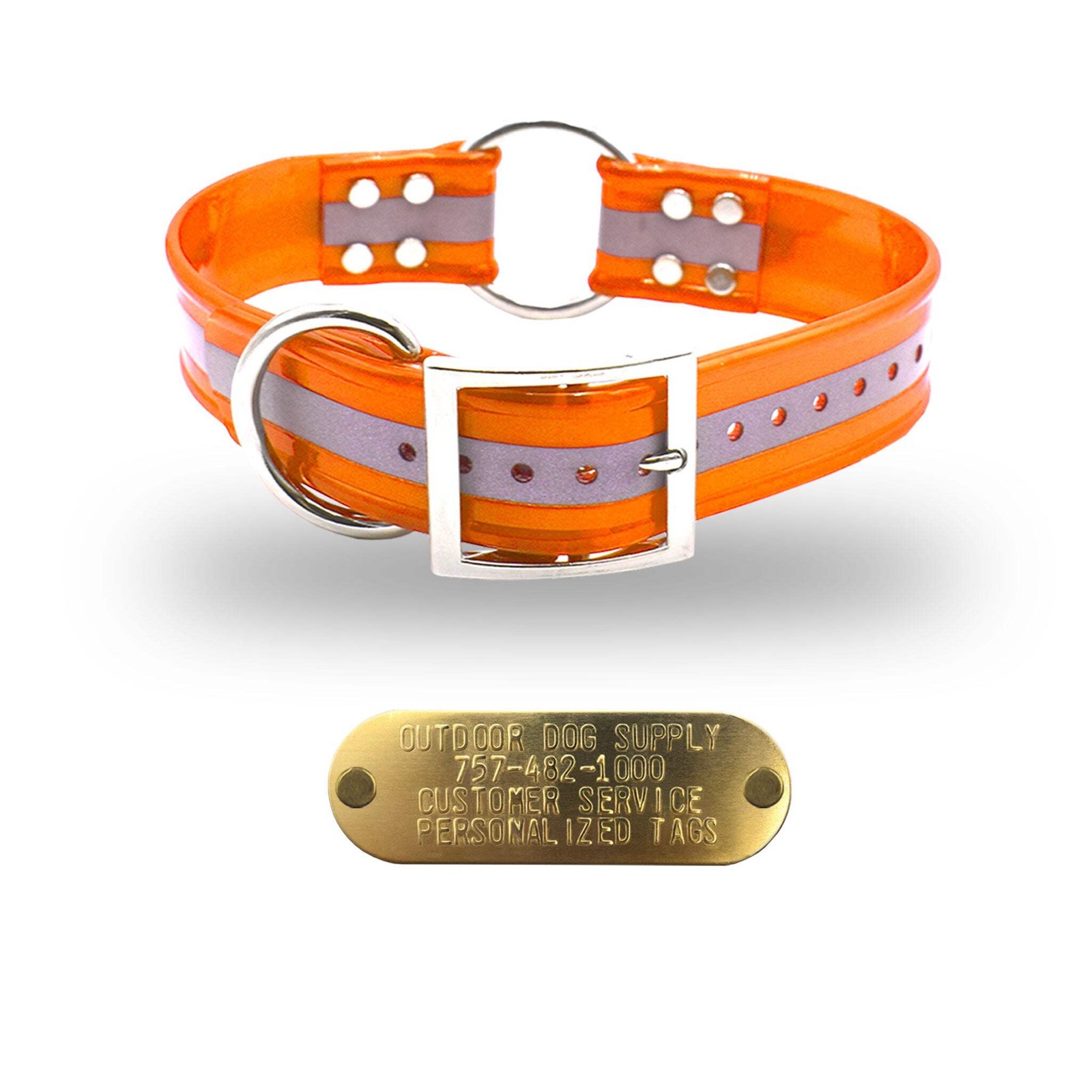 21″ Hunting Dog Name Collar Strap Heavy Duty Center Ring 1 1/2″ Wide Reflective