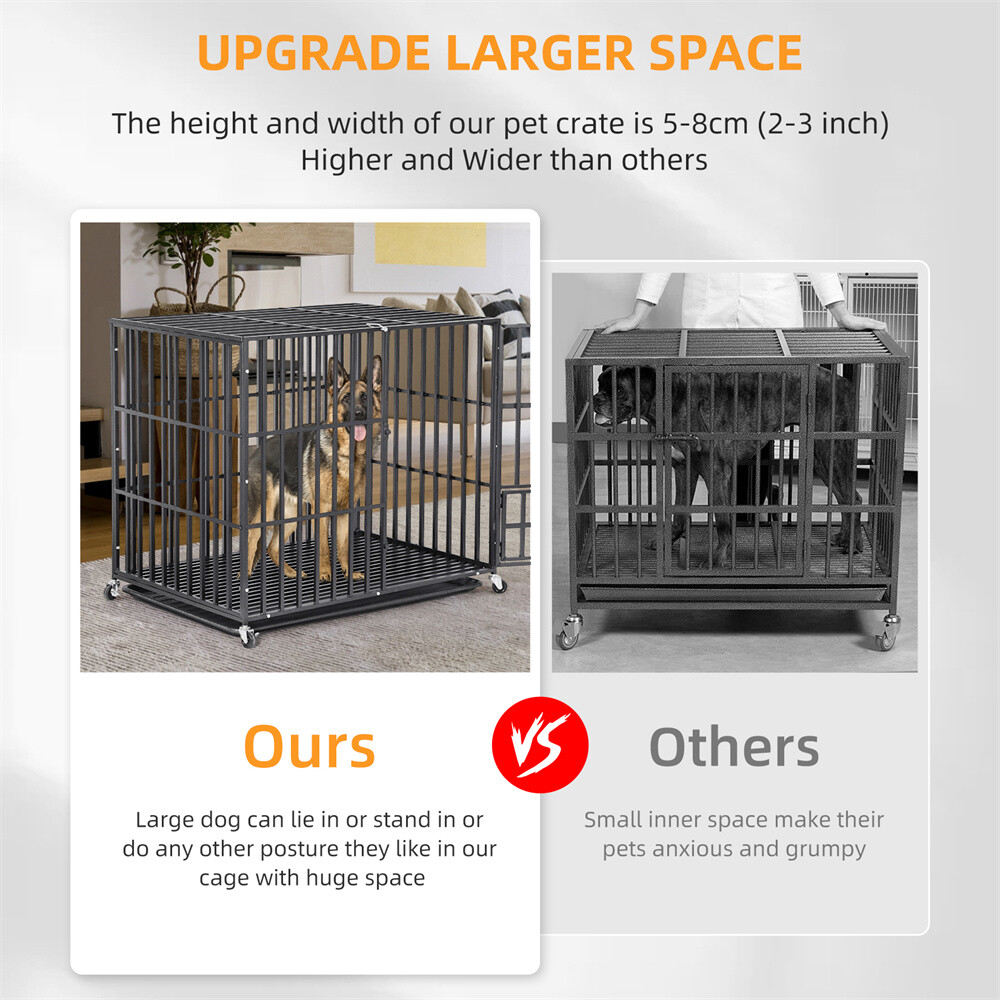 Heavy Duty Indestructible Dog Crate Cage for Large Medium High Anxiety Dogs