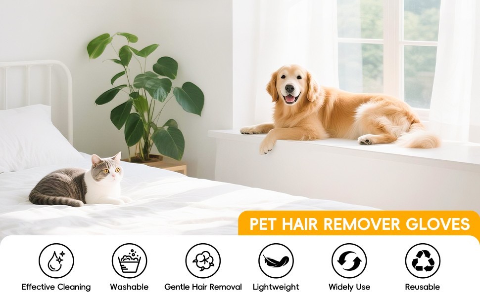 Pet Hair Remover Glove, Electrostatic Cat Dog Hair Remover Glove (2pcs)