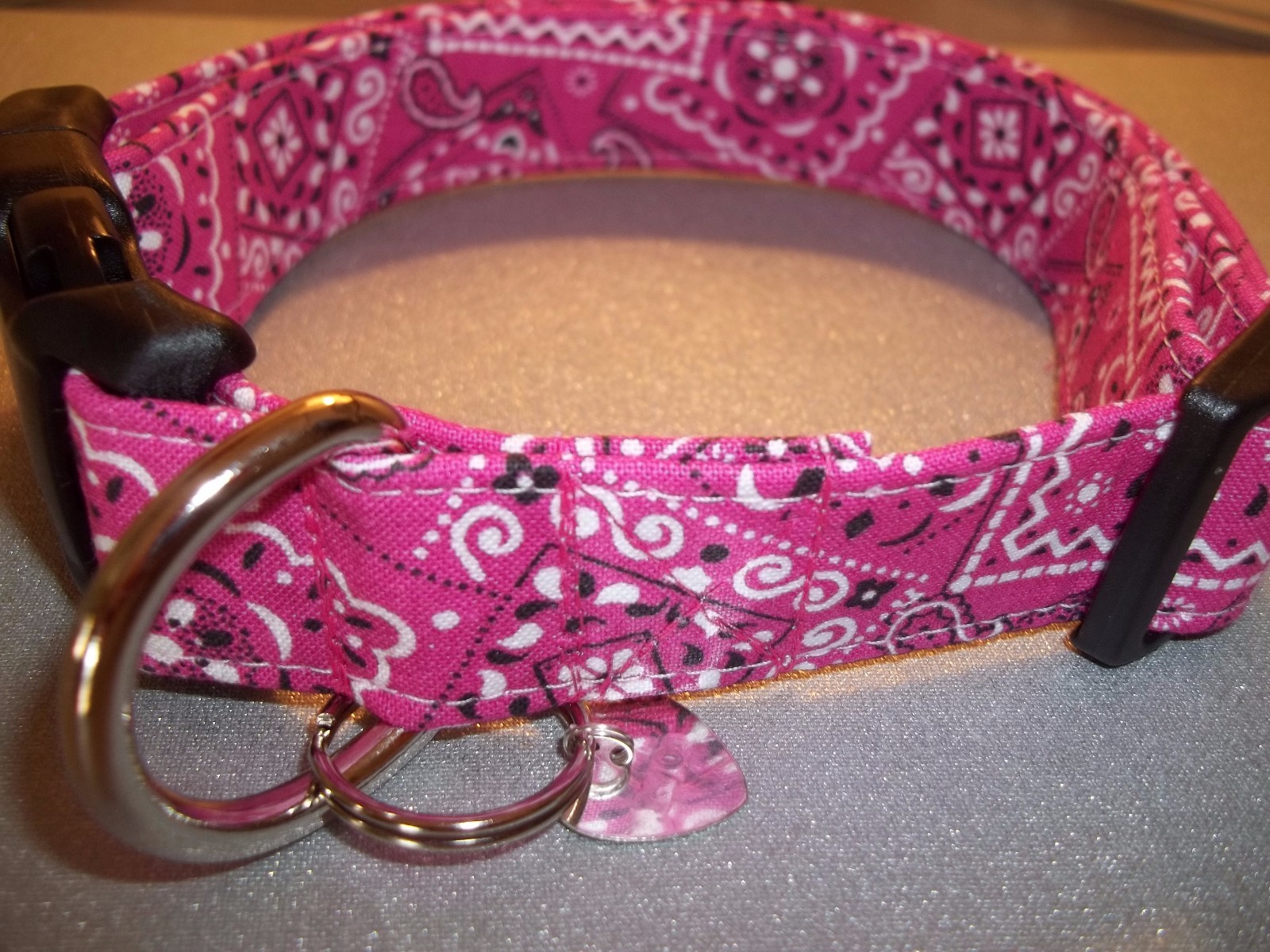 Flamingo Hot Pink Bandana Terris Dog Collar handmade adjustable charming western