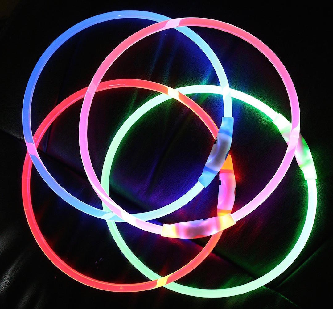 PET LED LIGHT-UP Glow-in-the-dark USB RECHARGEABLE COLLAR Dog Night Safety Flash