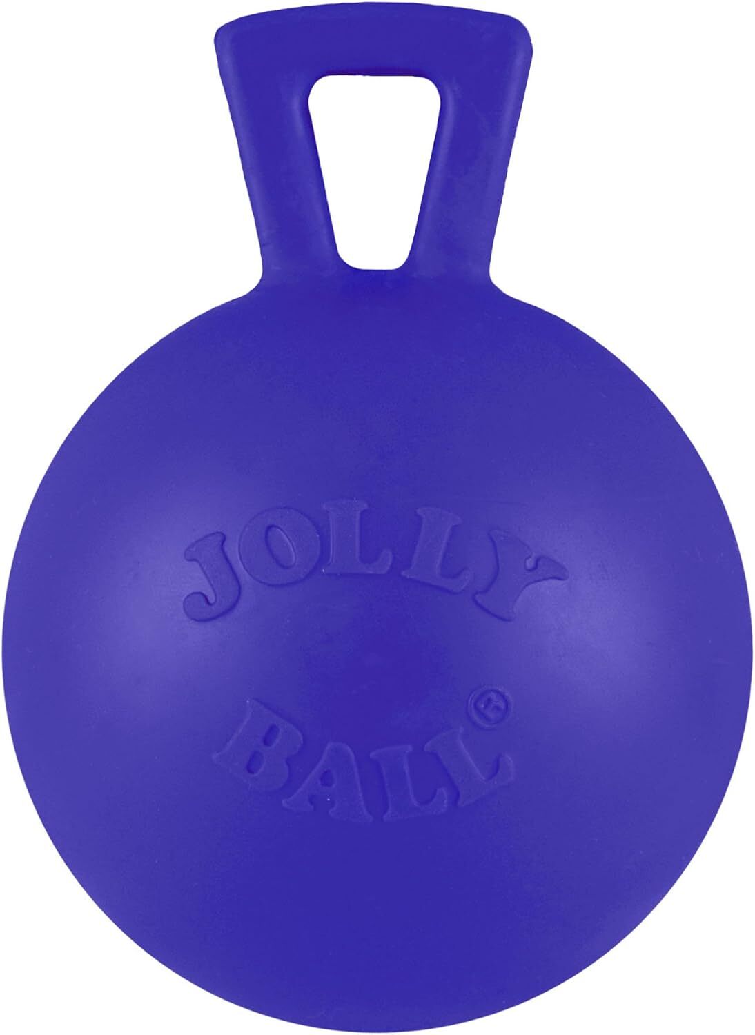 Jolly Pets Tug-n-Toss Heavy Duty Dog Toy Ball with Handle, 4 Inches/Petite, Blue