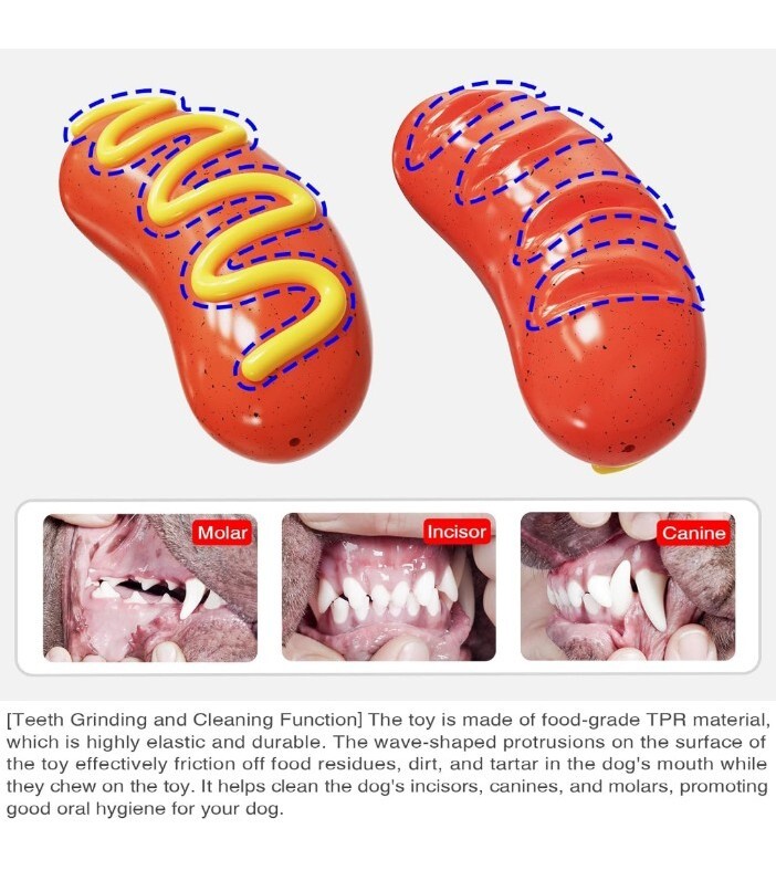 Hot Dog Sausage Squeaky Dog Toy, For Aggressive Chewers