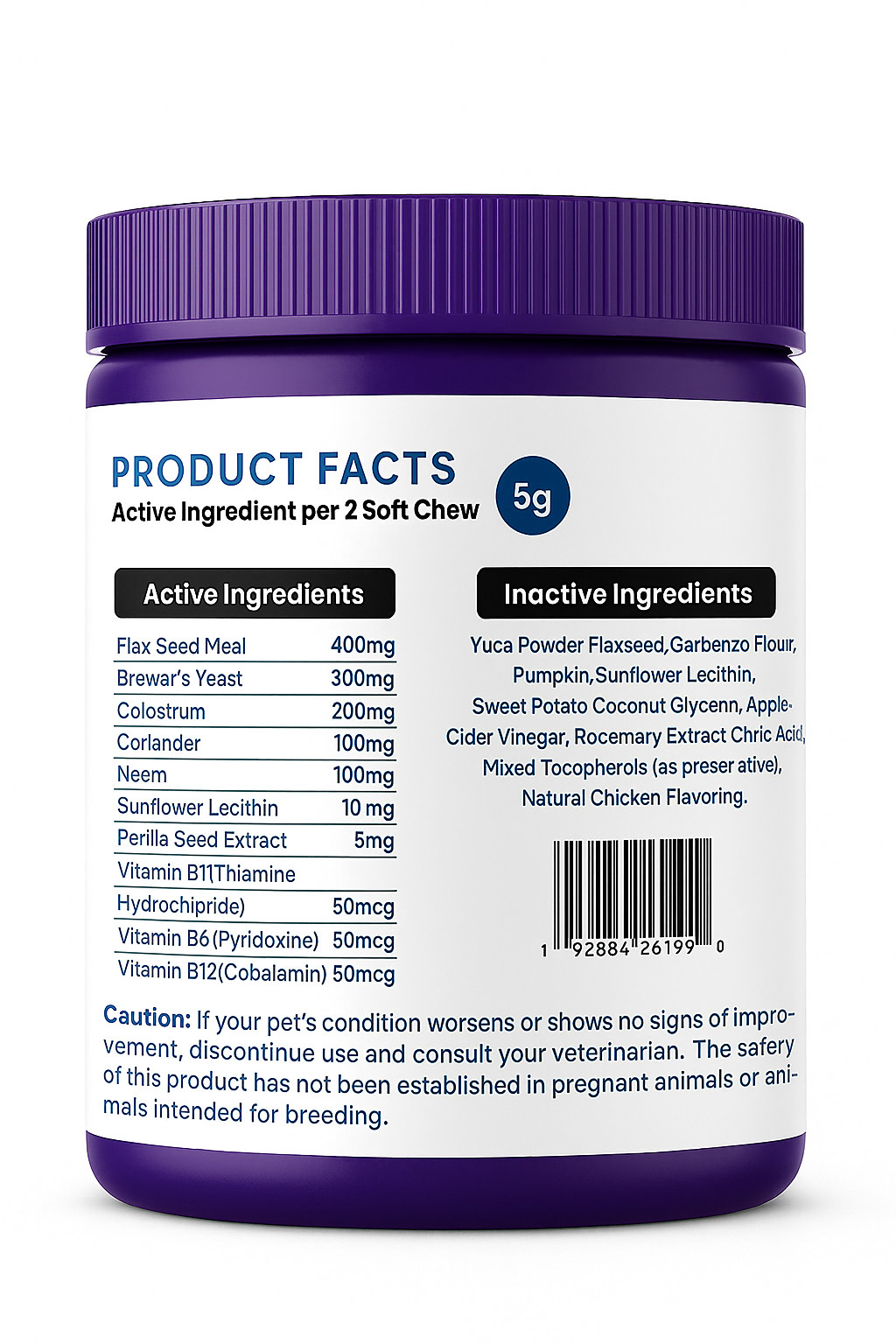 Natural Dog & Cat Flea and Tick Prevention 100Chews for All Breeds Ages & Sizes