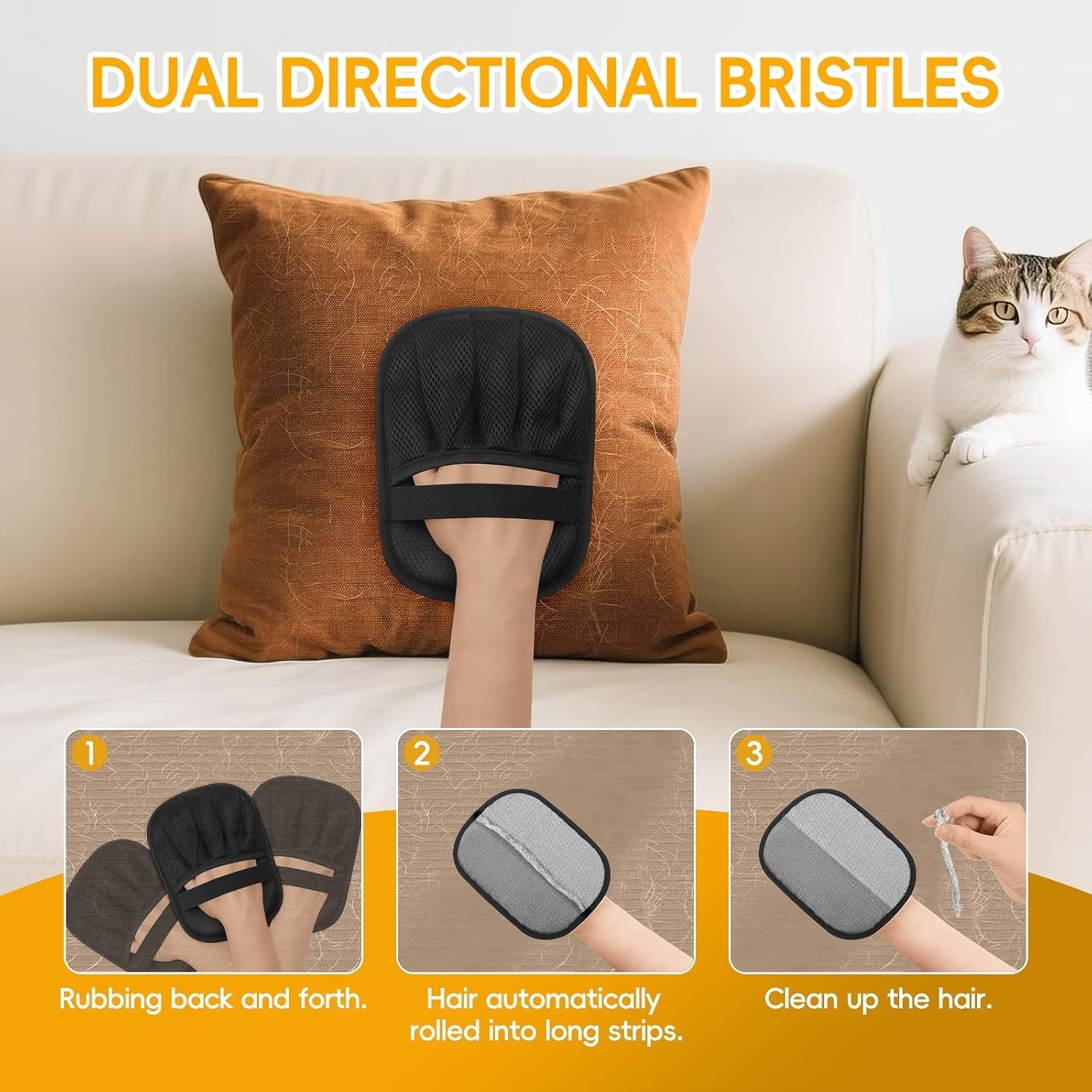 Pet Hair Remover Glove, Electrostatic Cat Dog Hair Remover Glove (2pcs)