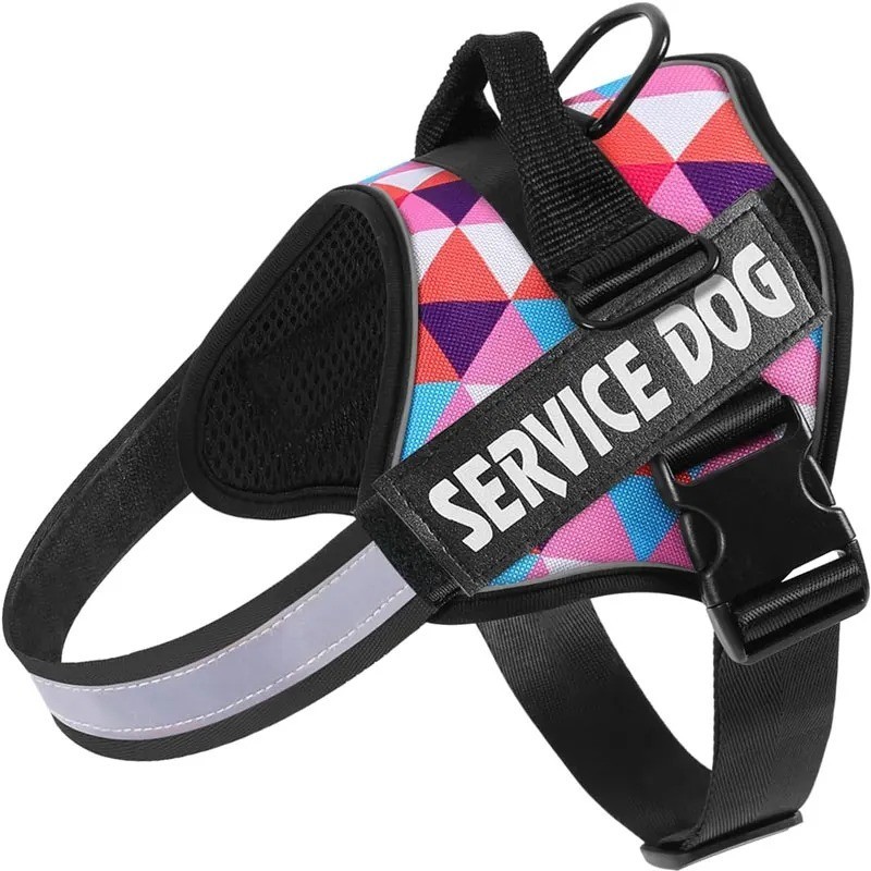 Reflective Service Dog Vest Harness, Woven Nylon with Adjustable Straps XS-XXL