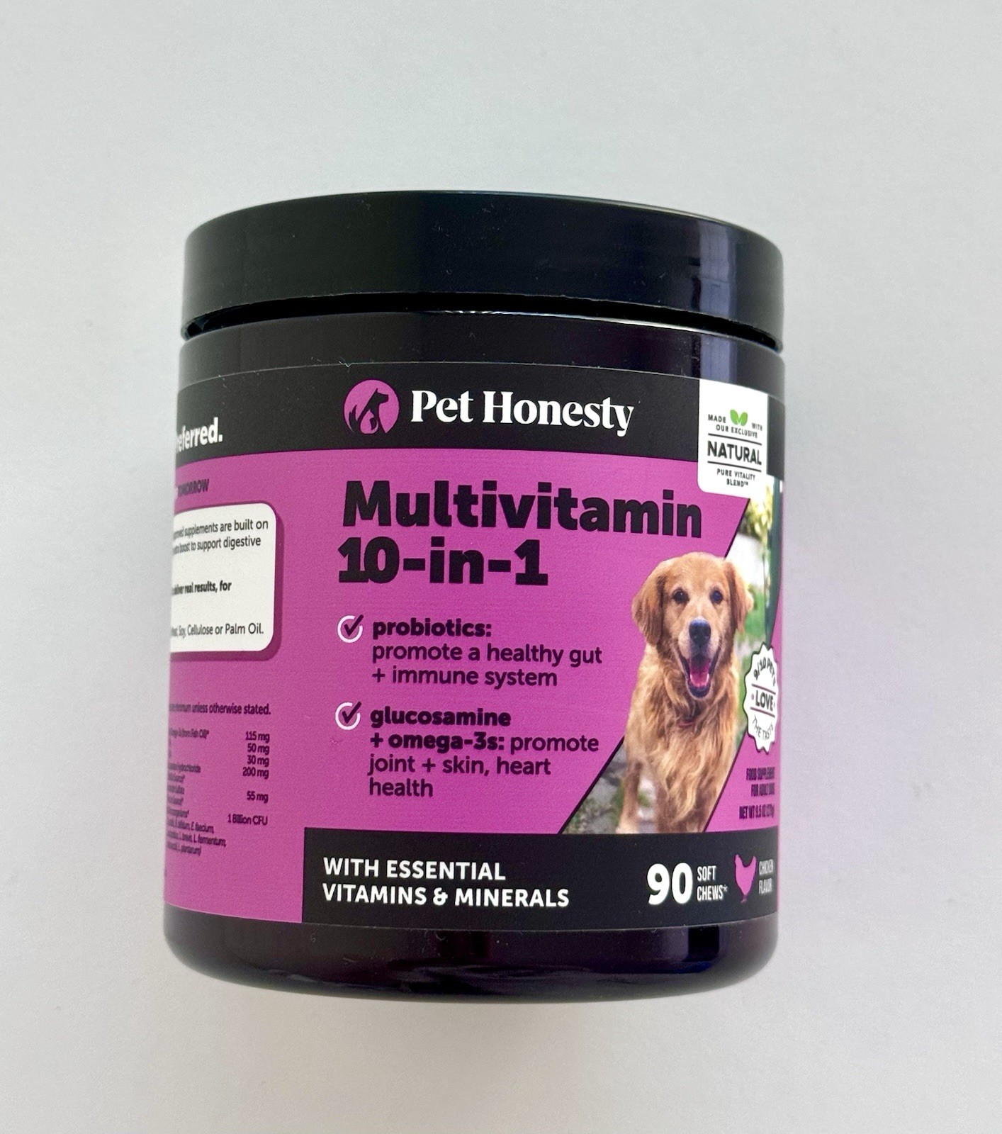 Pet Honesty Multivitamin 10-in-1 for Dogs, Chicken Flavor, 90 Count EXP 2027