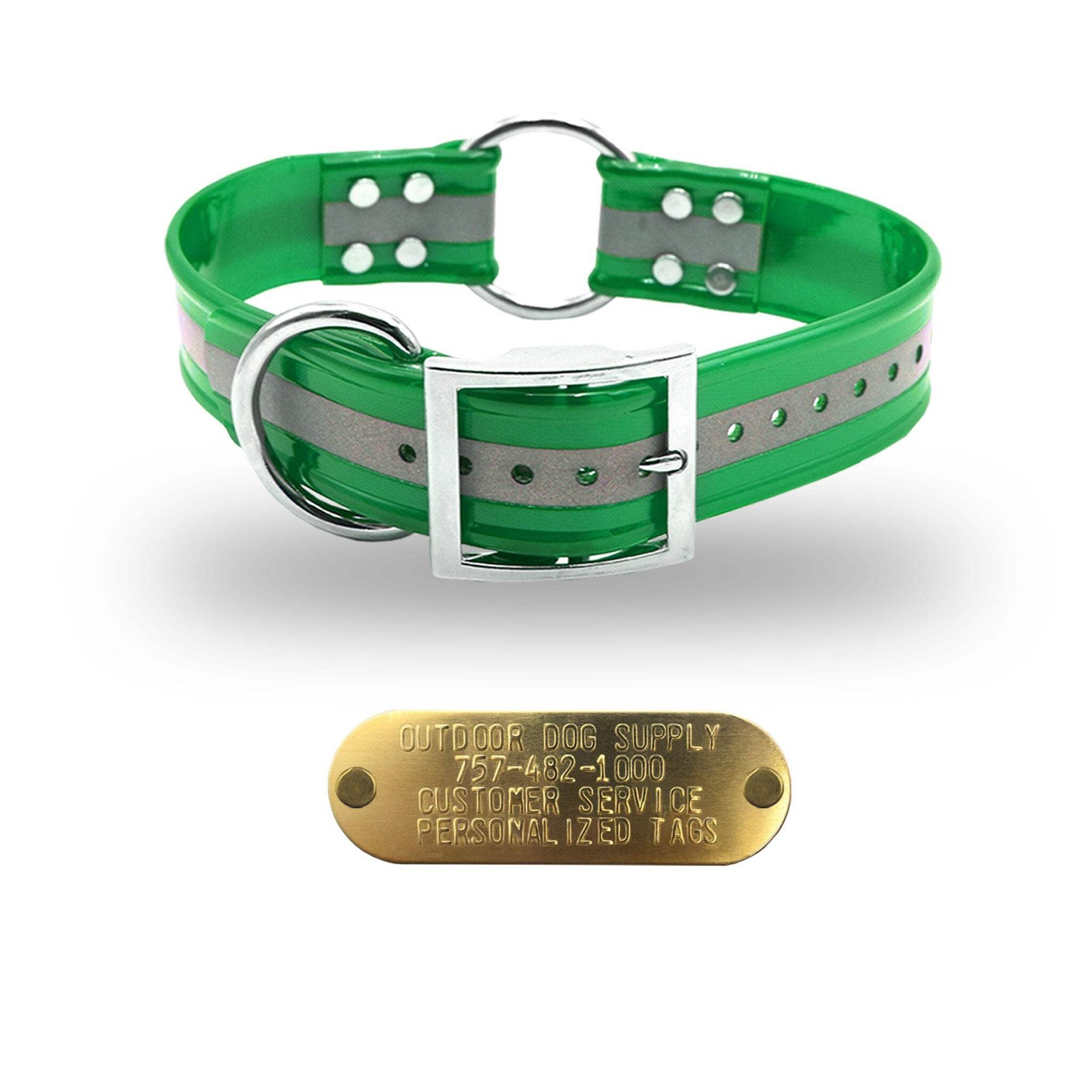21″ Hunting Dog Name Collar Strap Heavy Duty Center Ring 1 1/2″ Wide Reflective