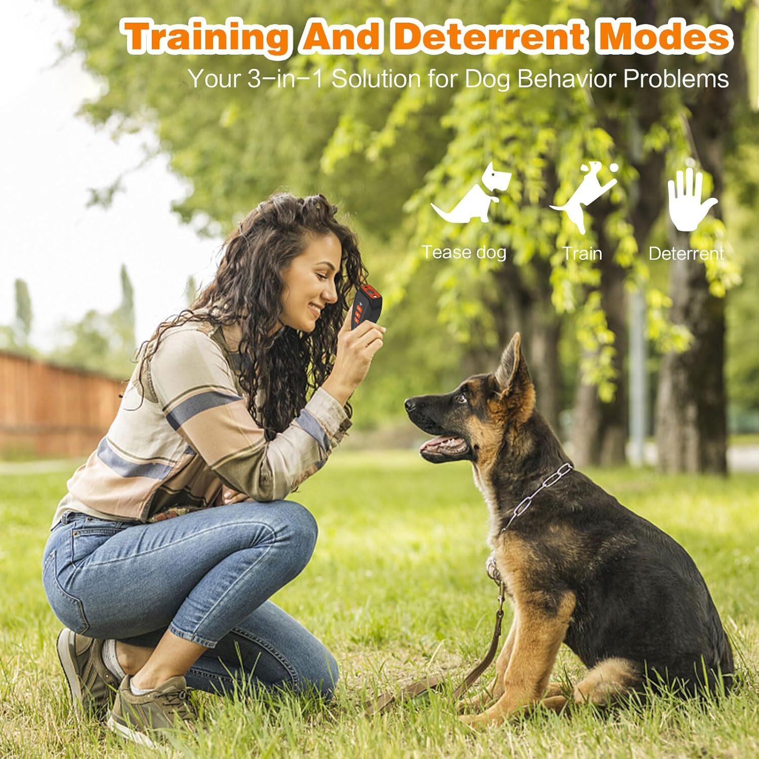 3-in-1 Rechargable Ultrasonic Training Tool for Dogs Dog Bark Deterrent Device