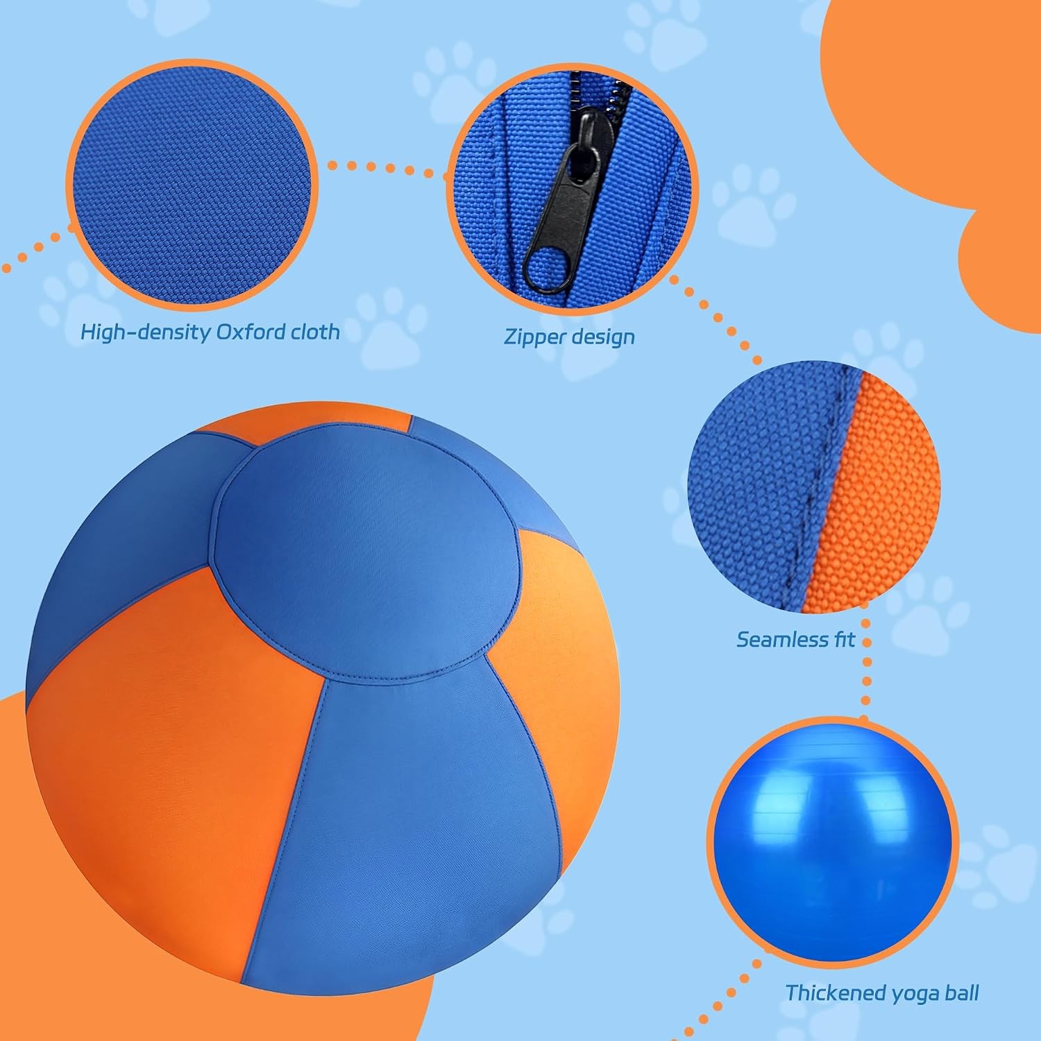 Calming Jumbo Herding Ball, Durable Inflatable Dog Toy Outdoor with Handle, Pump