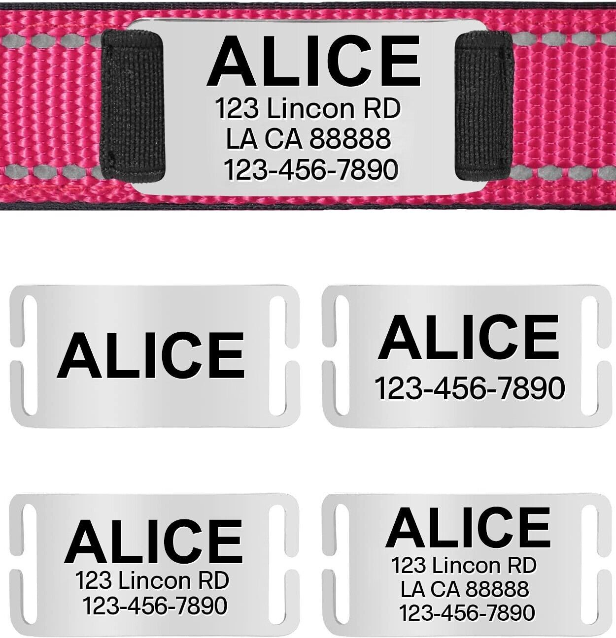 Reflective Nylon Dog Collar Custom Personalized Pet Name ID Tag Adjustable XS-XL