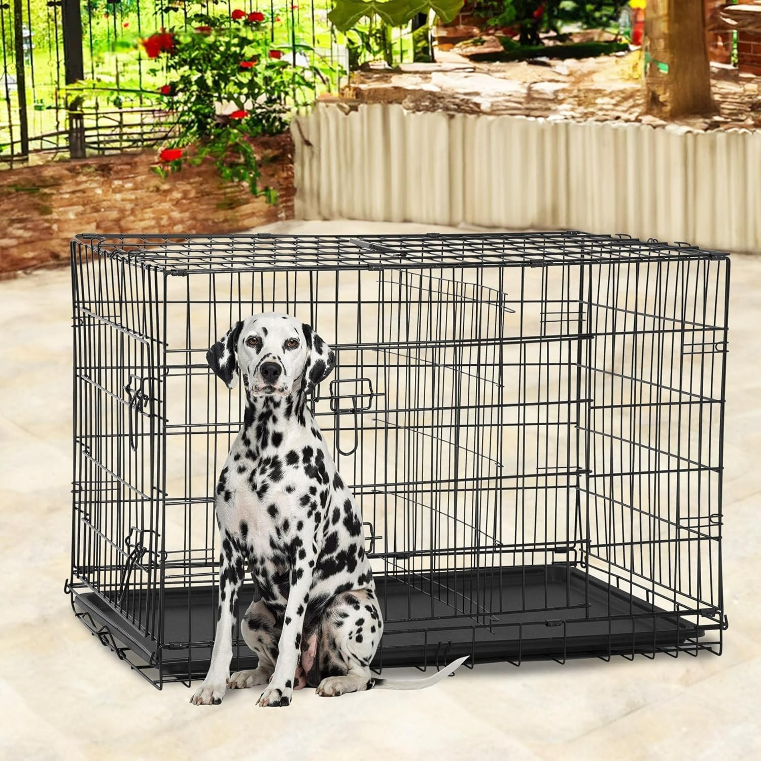 24,30,36,42,48″ Dog Crates for Large Dogs Folding Mental Wire Crates Dog Kennels