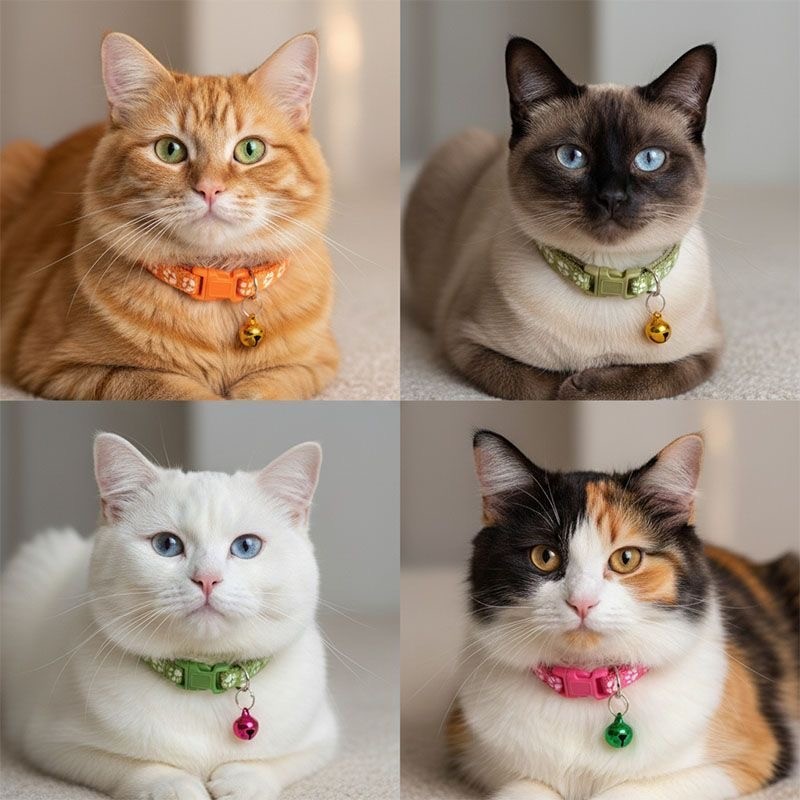 Reflective Nylon Cat Collar with Bell Adjustable Safety Collar for Cats & Dogs