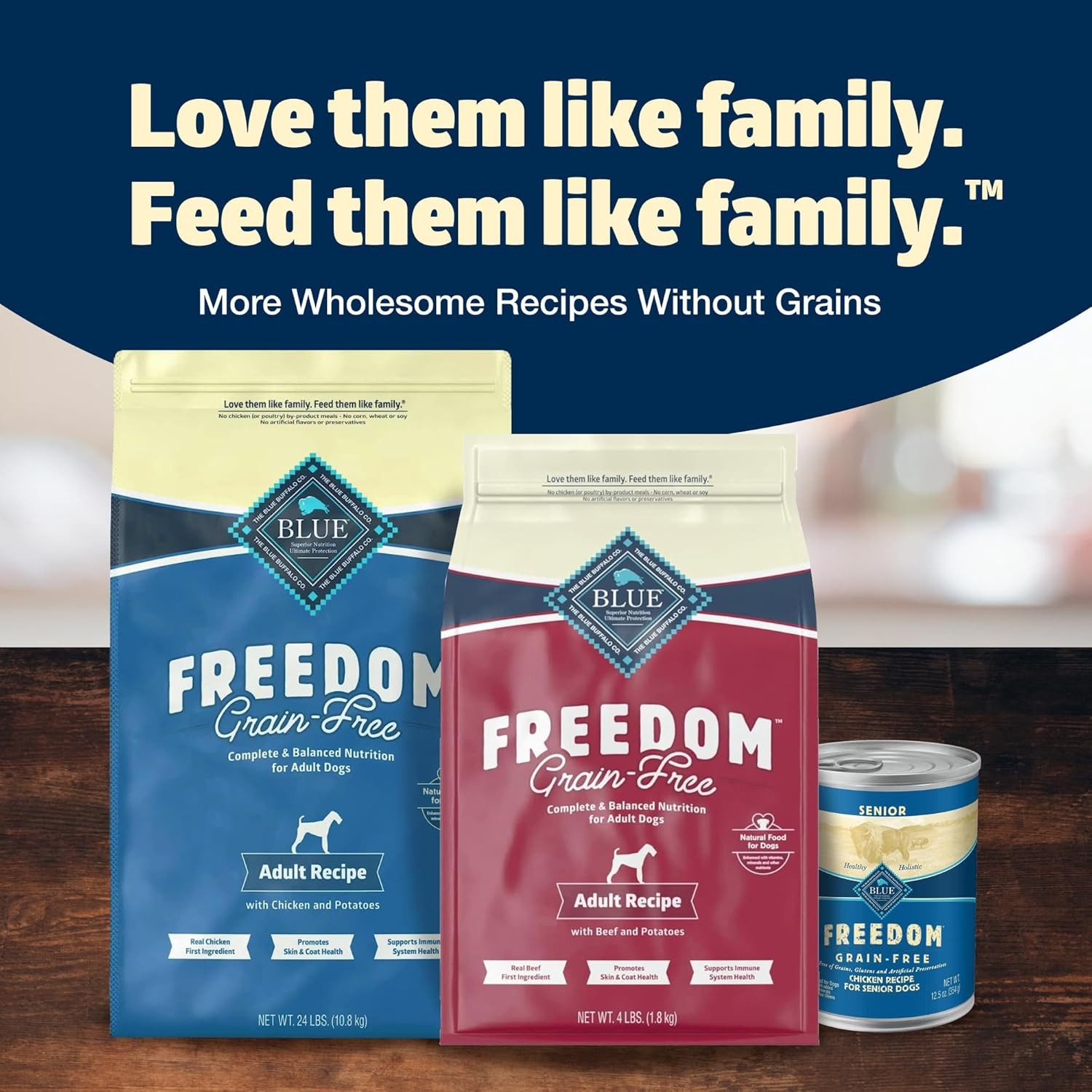 Blue Buffalo Freedom Grain-Free Dry Dog Food, 4 Pound (Pack of 1), blue