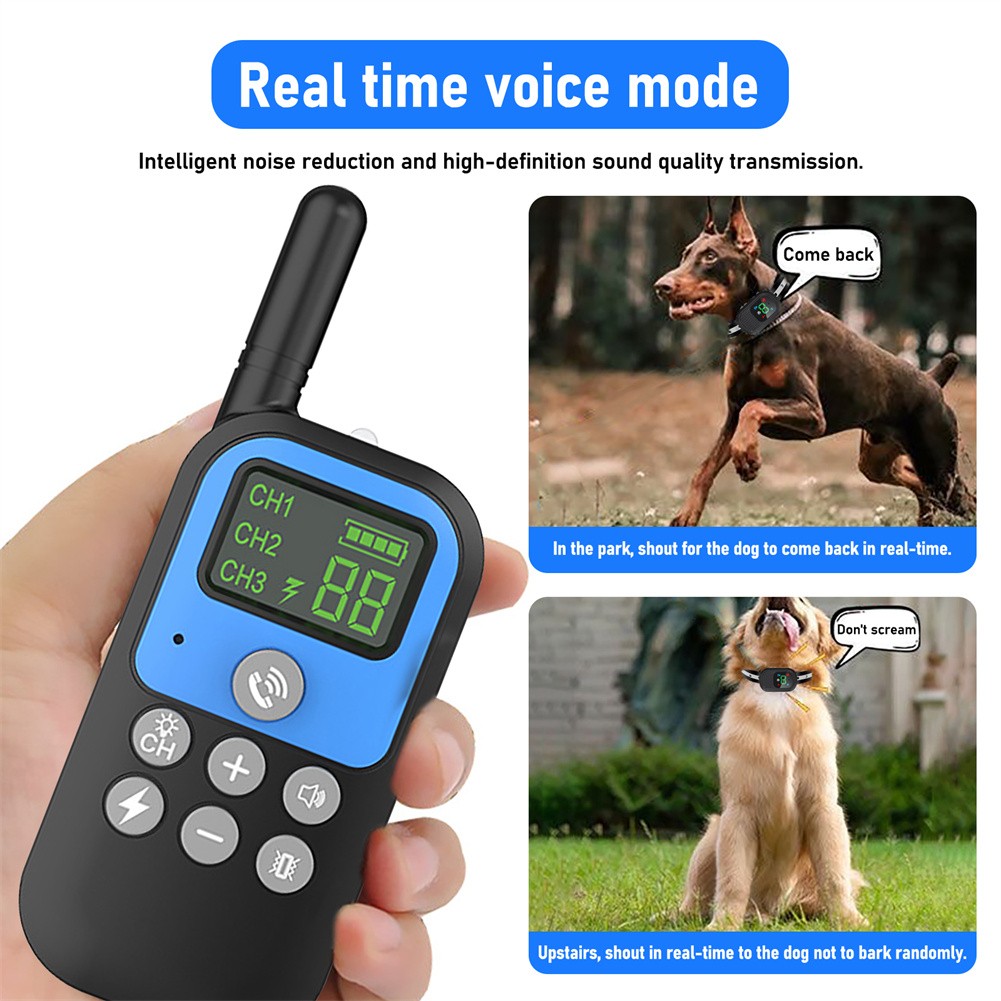 1 Drag-1/2/3 Pet Dog Remote Control Anti Barking Collar Training Collar Shock