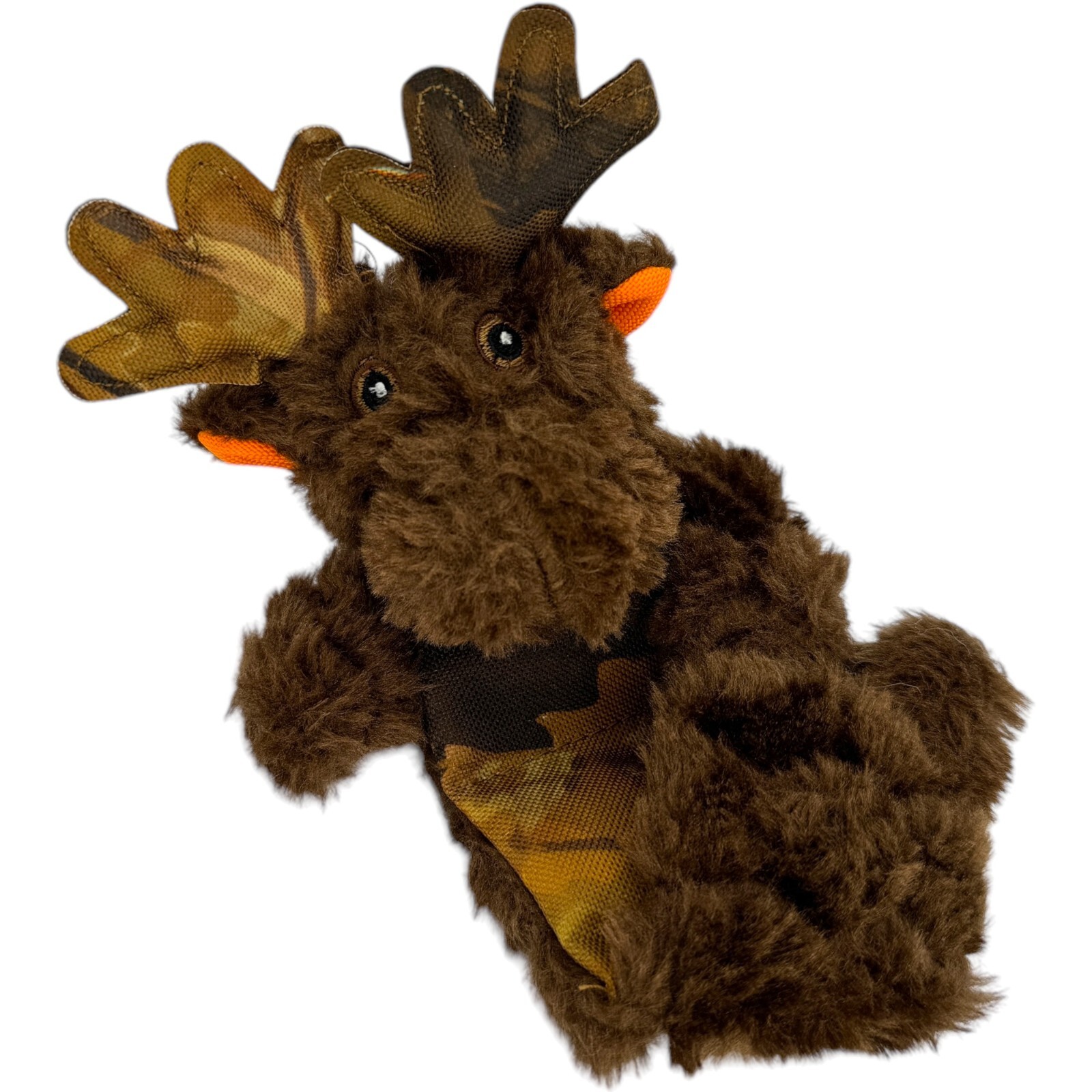 Vibrant Life Tough Buddy Camo Moose Brown Tug Chew Toy Level 3 Squeak Small Dog