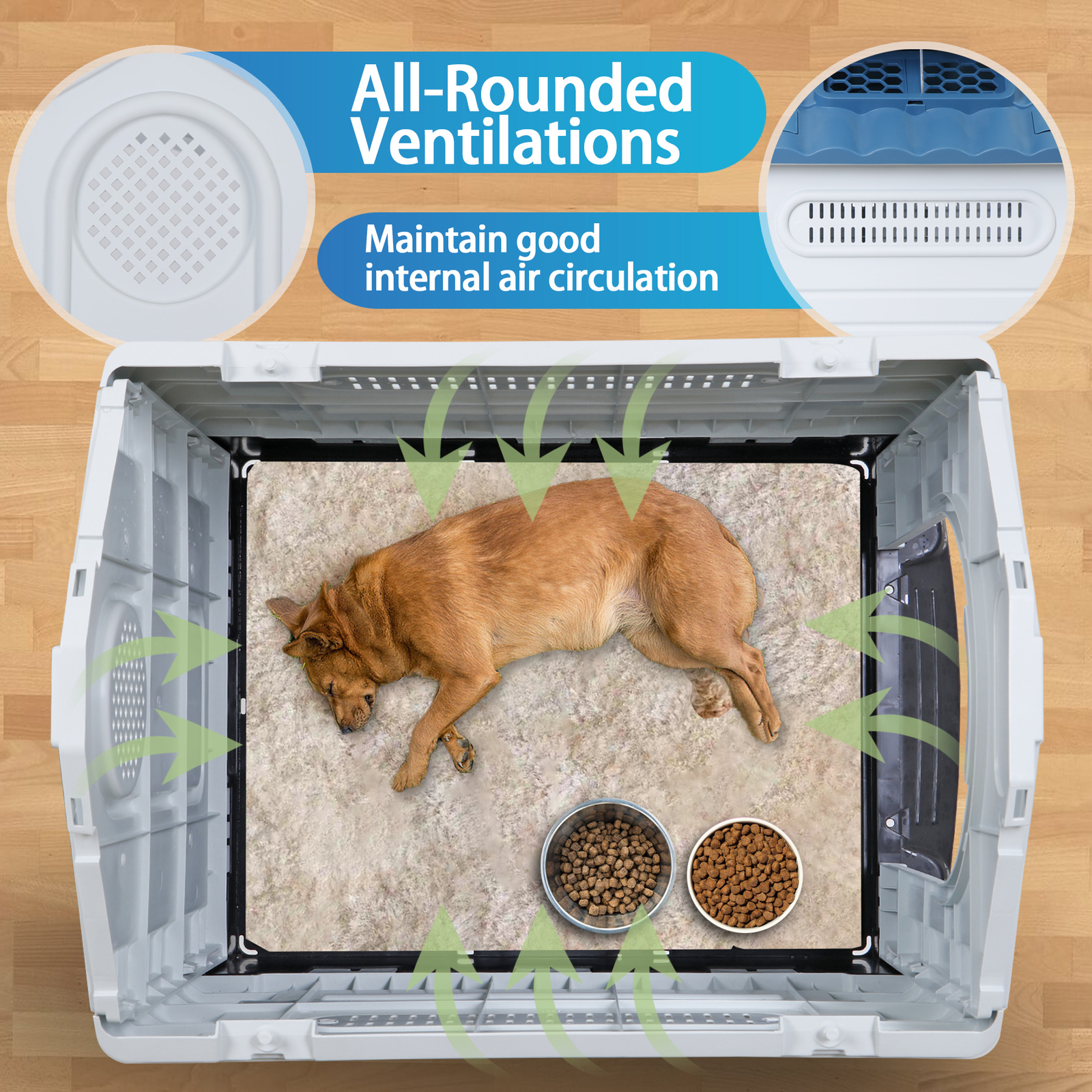 Dog House Indoor Outdoor Ventilate Waterproof Pet Plastic W/ Adjustable Skylight
