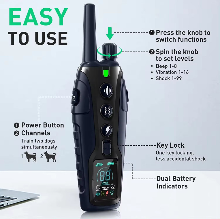 TQT Dog Training Collar – Remote Control 4000FT, 4 Training Modes