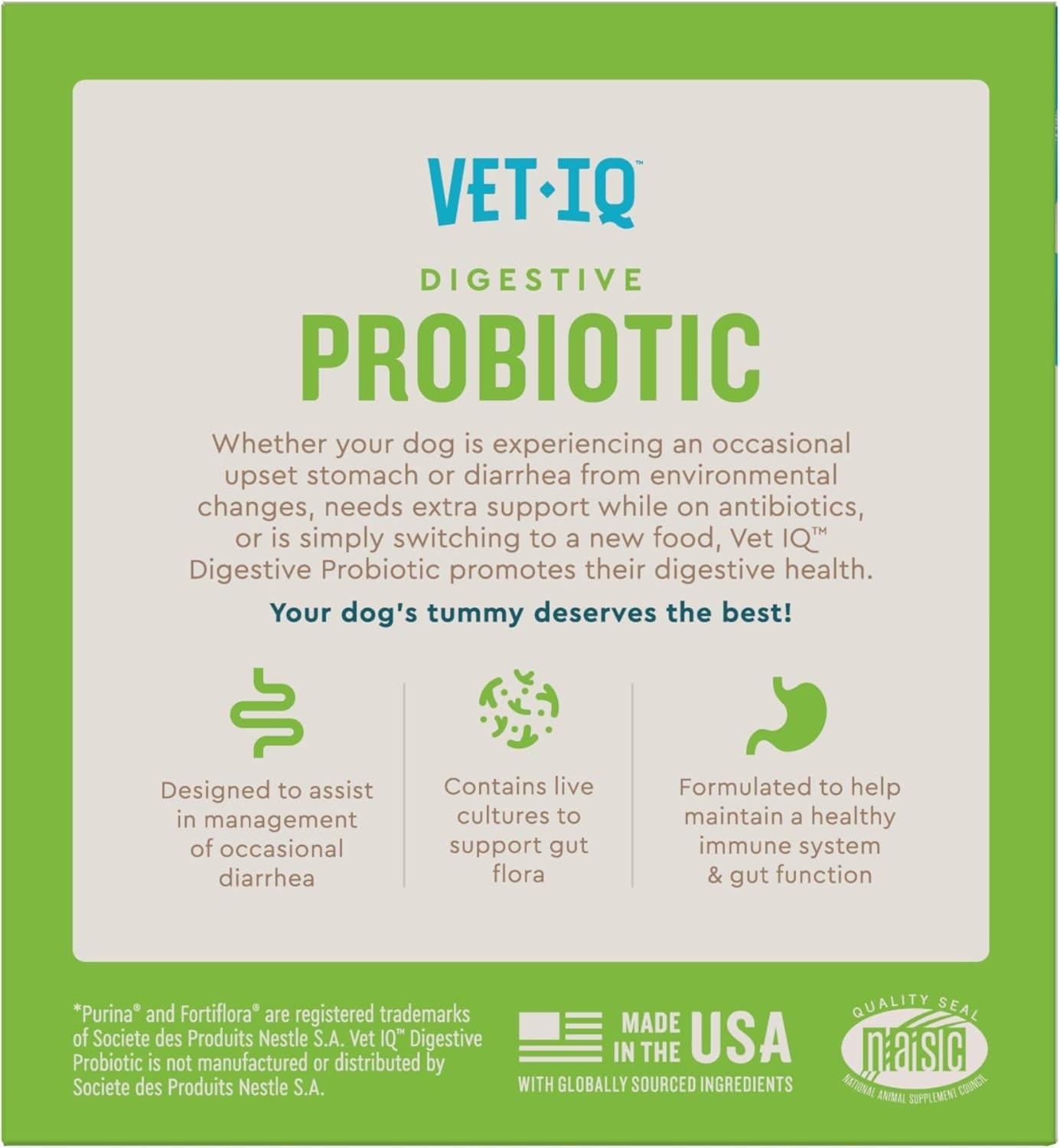 VetIQ Dog Probiotic Digestive Powder Supplement Immune & Gut Health, 30 Packets