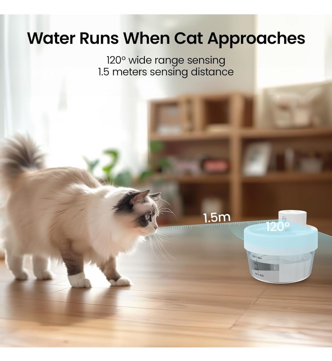 Cat Water Fountain, Battery Operated Water Fountains for Cats Indoor – 1L Wirele