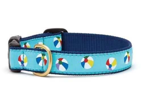 Up Country Dog Collar, Beach Balls, Adjustable Made In USA, XS S M L XL XXL