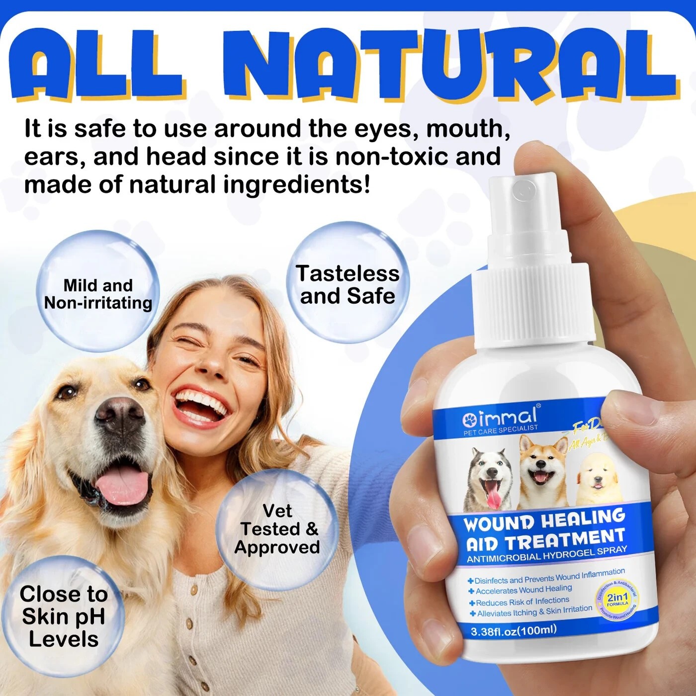 Wound Healing For Dogs Spray Skin Irritation & Itching Lower Infection Risk
