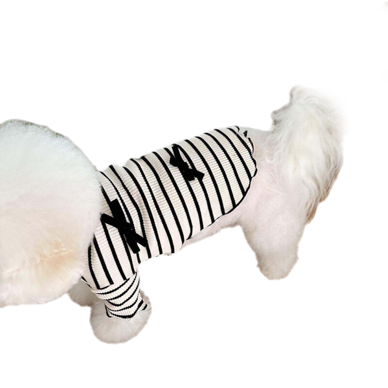 Puppy Spring Summer Short Sleeve Pet Striped Skirt Dog Fashion Clothes.
