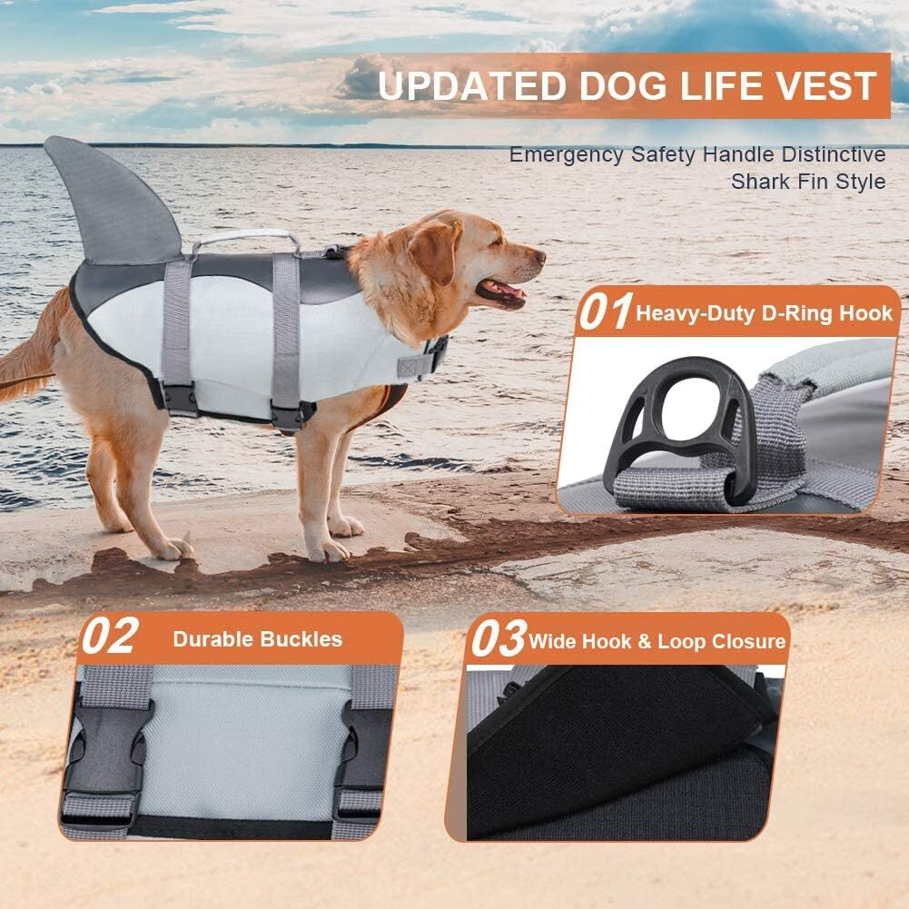 Pet Dog Life Jacket Puppy Swimming Float Safety Vest Adjustable w/ PULL Handle