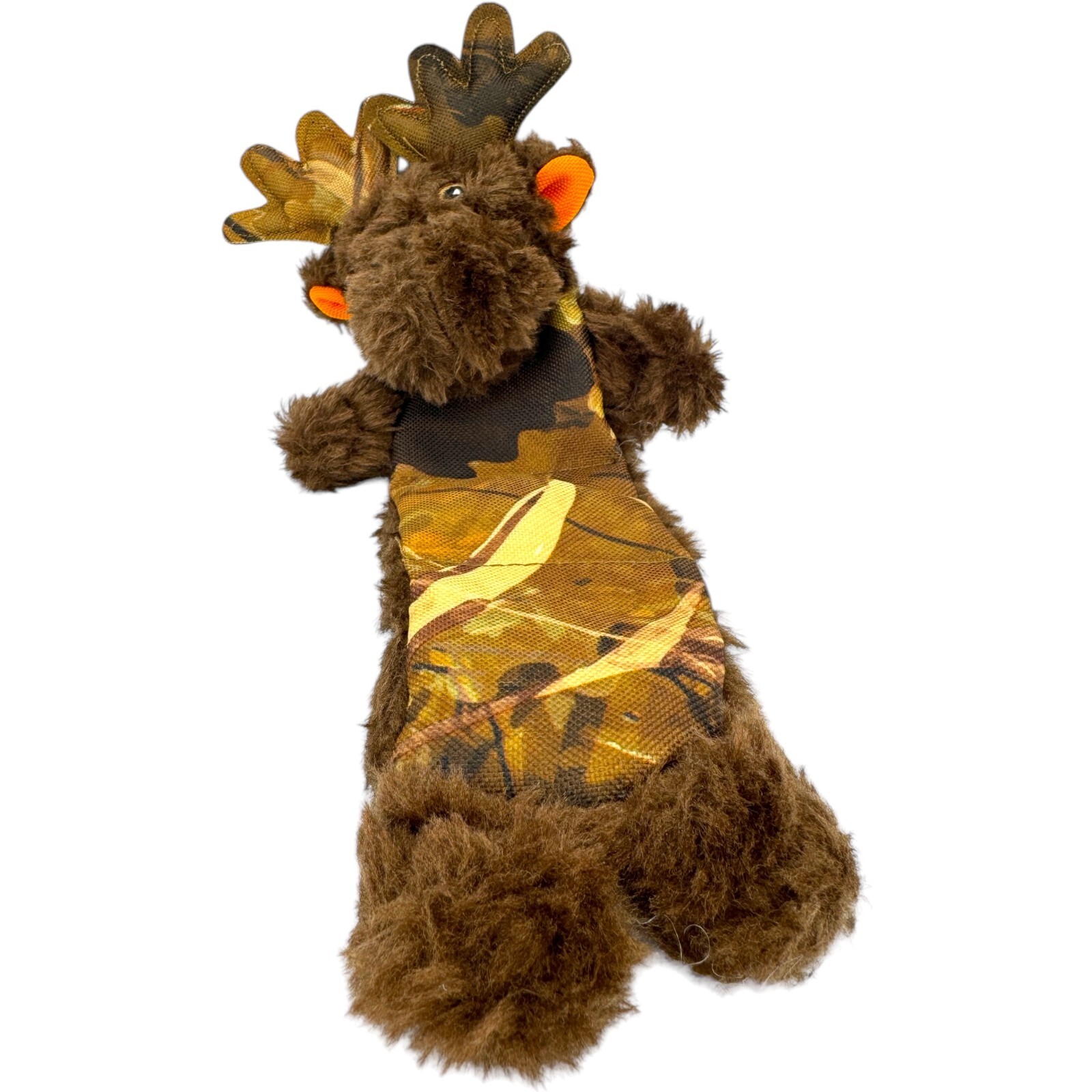 Vibrant Life Tough Buddy Camo Moose Brown Tug Chew Toy Level 3 Squeak Small Dog