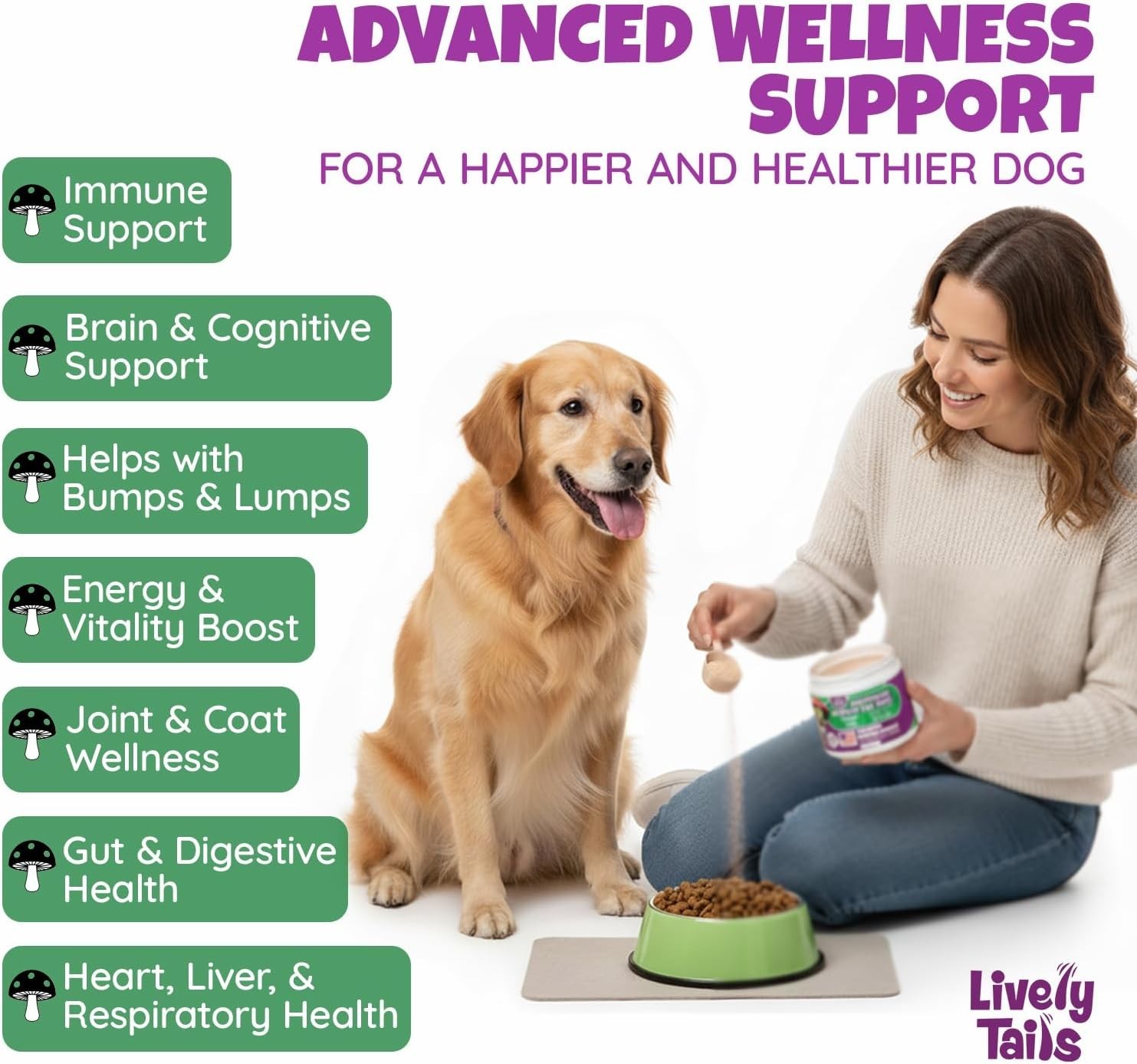 All-Natural Mushroom Powder for Dogs for Immunity, Cognition…Exp-07/2027