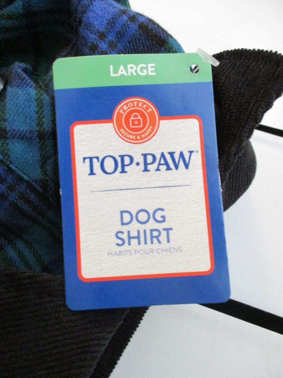 Top Paw Dog Shirt Blue Green Plaid Flannel – New – Large