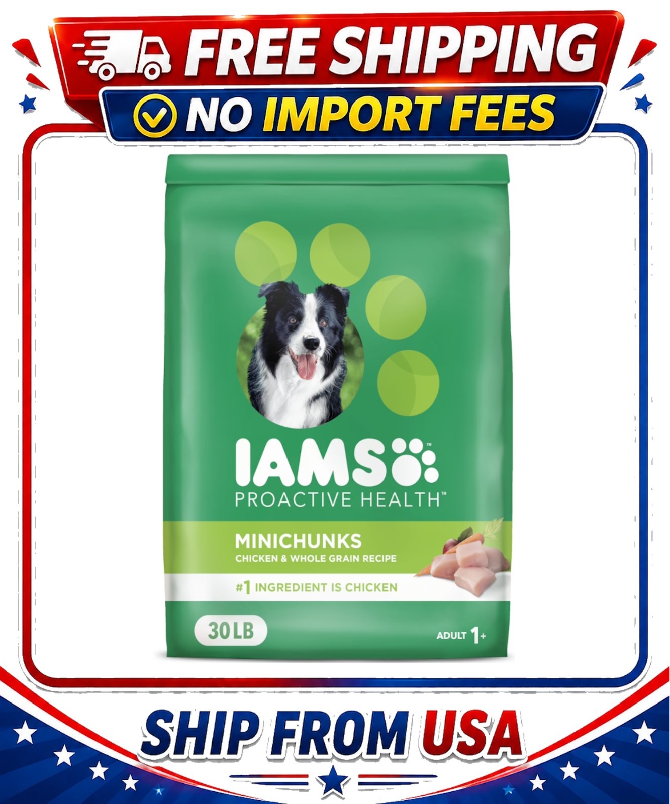 Iams Proactive Health Minichunk Dry Dog Food Real Chicken Whole Grains,30 lb Bag