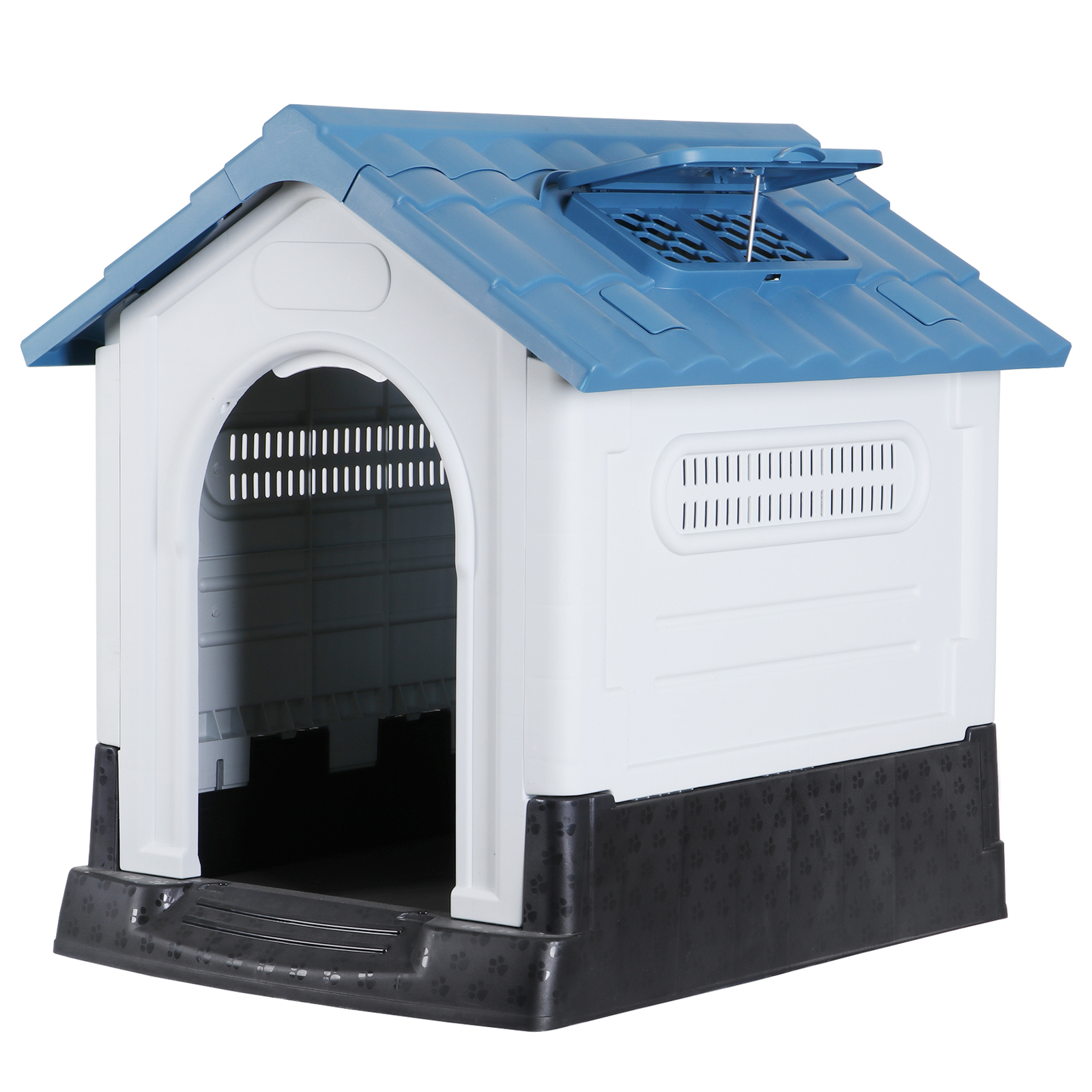 Dog House Indoor Outdoor Ventilate Waterproof Pet Plastic W/ Adjustable Skylight