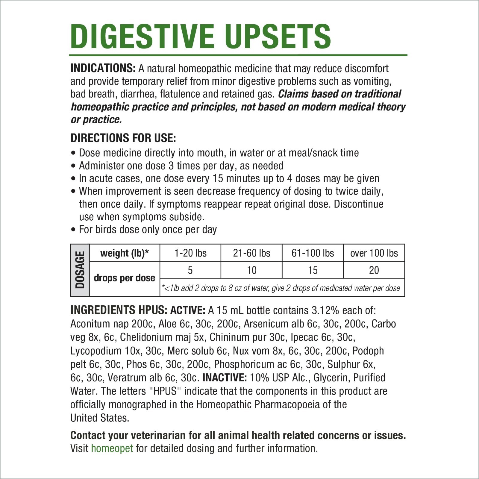 Natural Digestive Support for Dogs & Cats – Gentle, Safe Relief for Upsets, 15ml