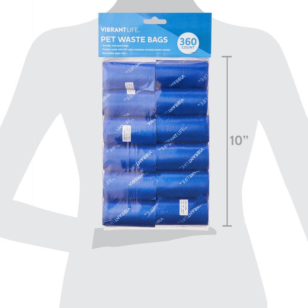 Vibrant Life 360 PET WASTE BAGS | DURABLE | LEAK-PROOF | 24-ROLLS | Dog Suppies