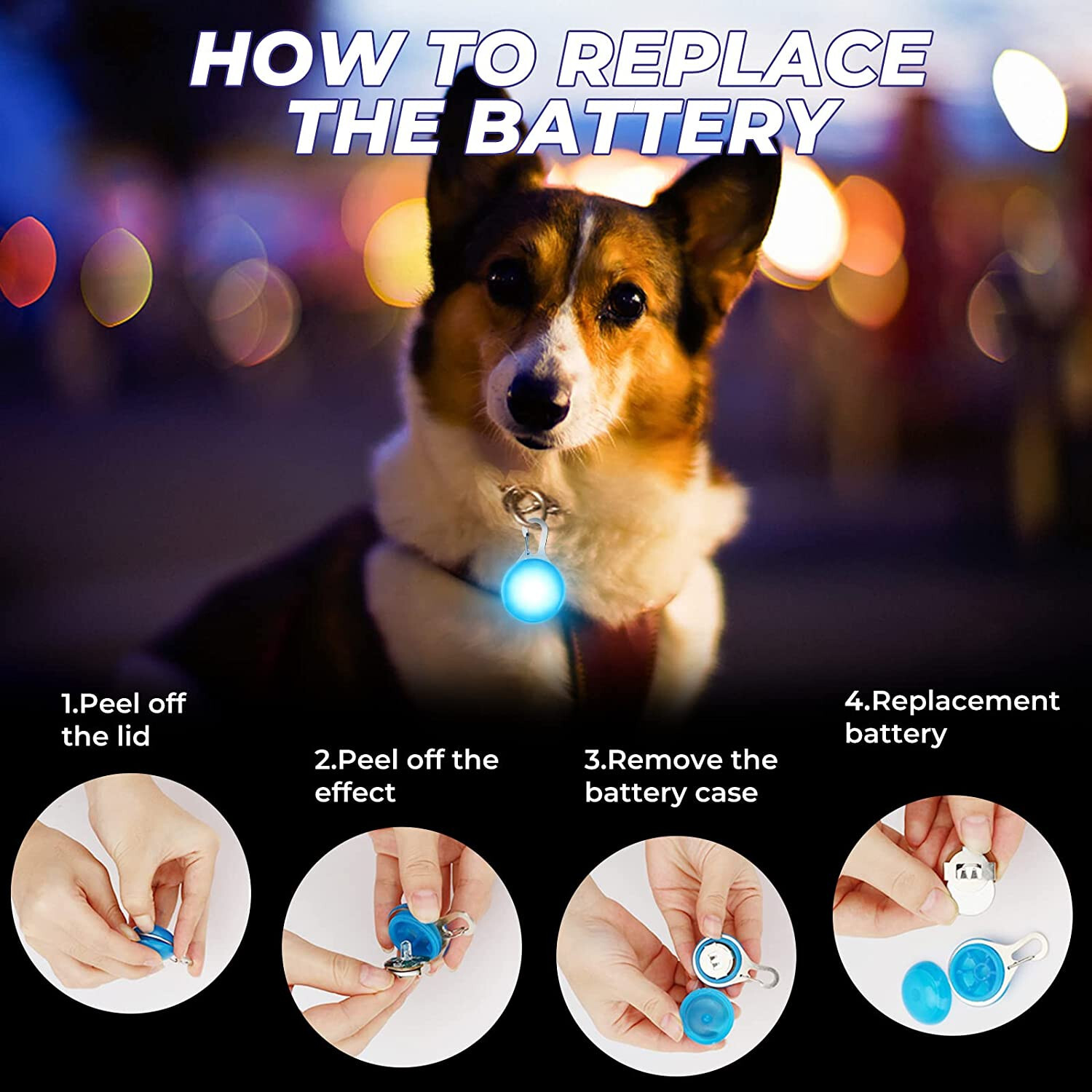 8x LED Dog Collar Light Clip On Pet Safety Night Flash Pendant Waterproof Tag