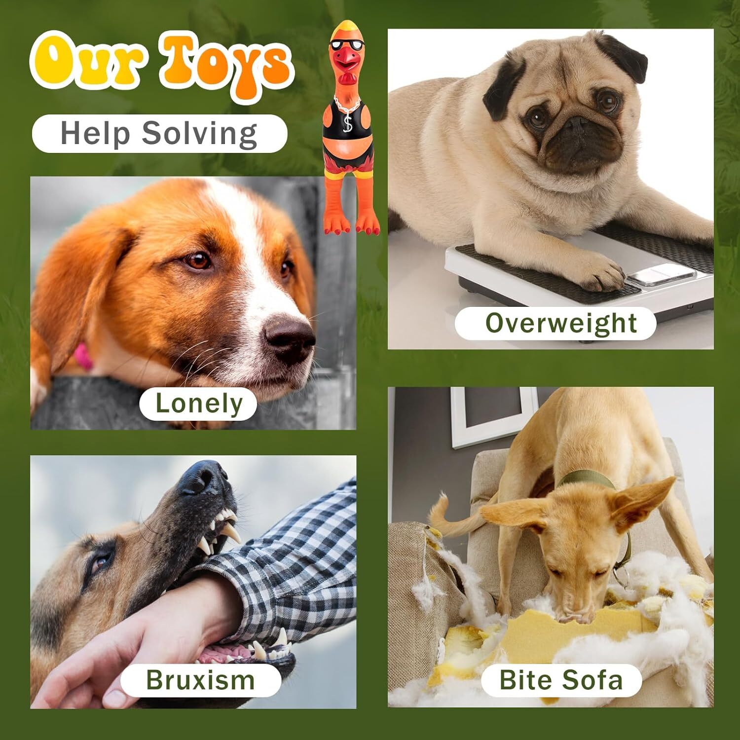 6 Pcs Dog Latex Squeaky Toys Chicken Interactive Toy as pictures shown