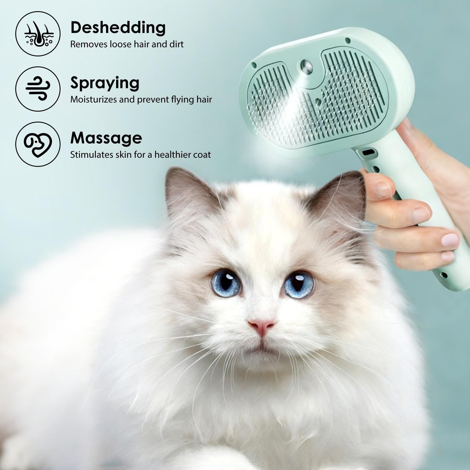 Pet Steam Brush for Dog & Cat – 3-in-1 Steam Grooming Brush for Shedding & Hair