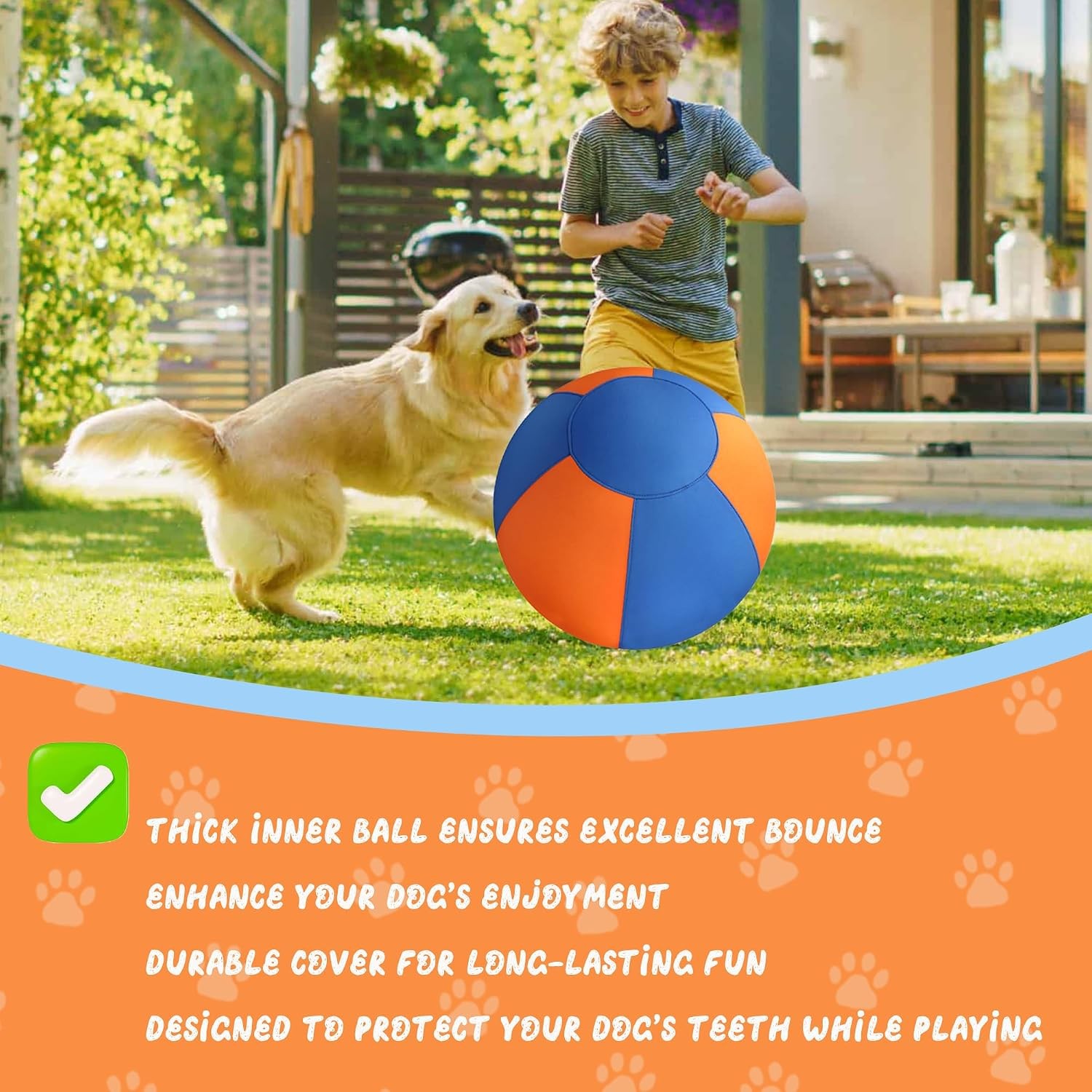 Calming Jumbo Herding Ball, Durable Inflatable Dog Toy Outdoor with Handle, Pump