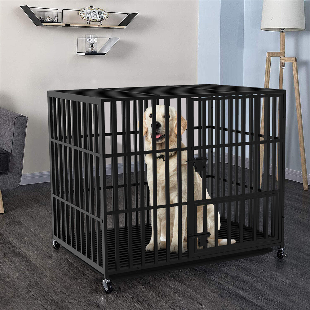 Heavy Duty Indestructible Dog Crate Cage for Large Medium High Anxiety Dogs