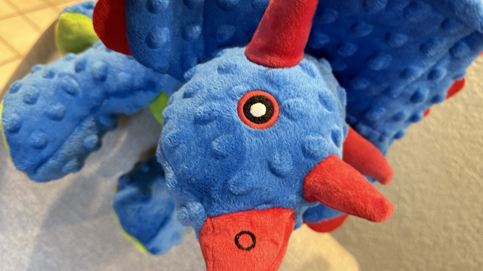 Go Dog Toy Triceratops Dinosaur with Chew Guard Technology blue dog toy New